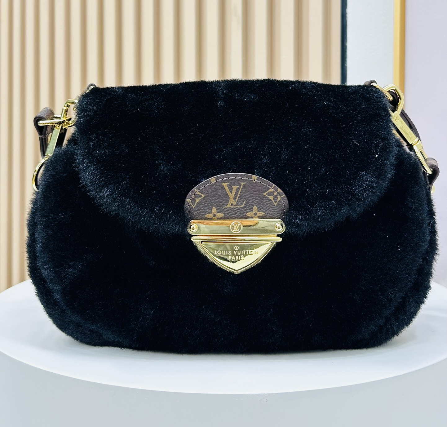 Designer Monogram Sunset Black Woolen Leather Bag - Gorchic - $128.99