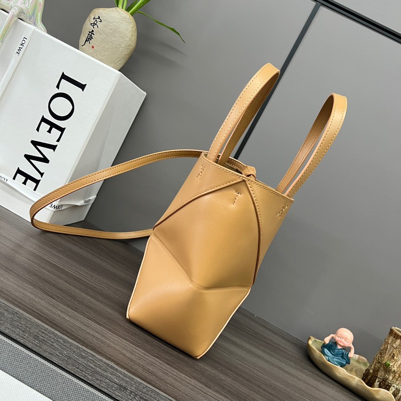 Puzzle iconic Mini Puzzle Fold Tote in shiny calfskin Brown - Bag - Gorchic - $113.99