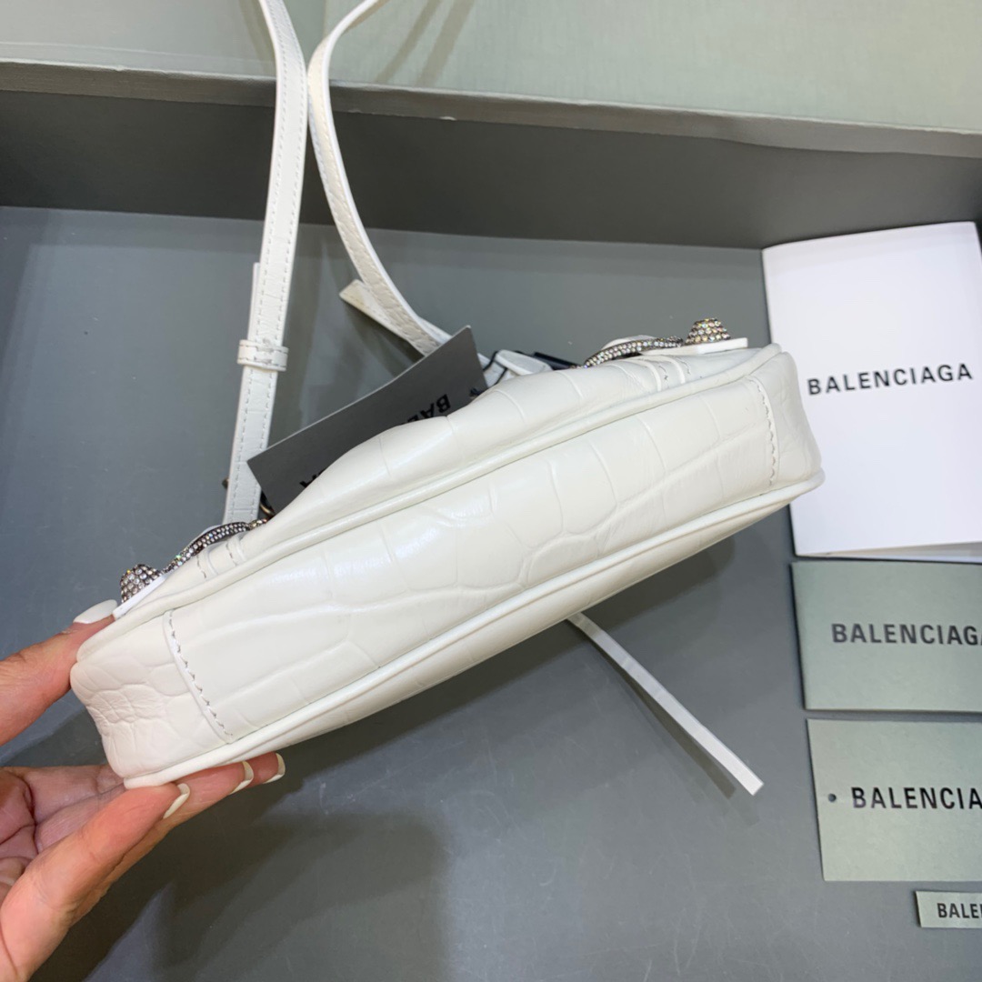 Hourglass iconic Le Cagole mini studded croc-effect leather shoulder bag white - Bag - Gorchic - $166.99