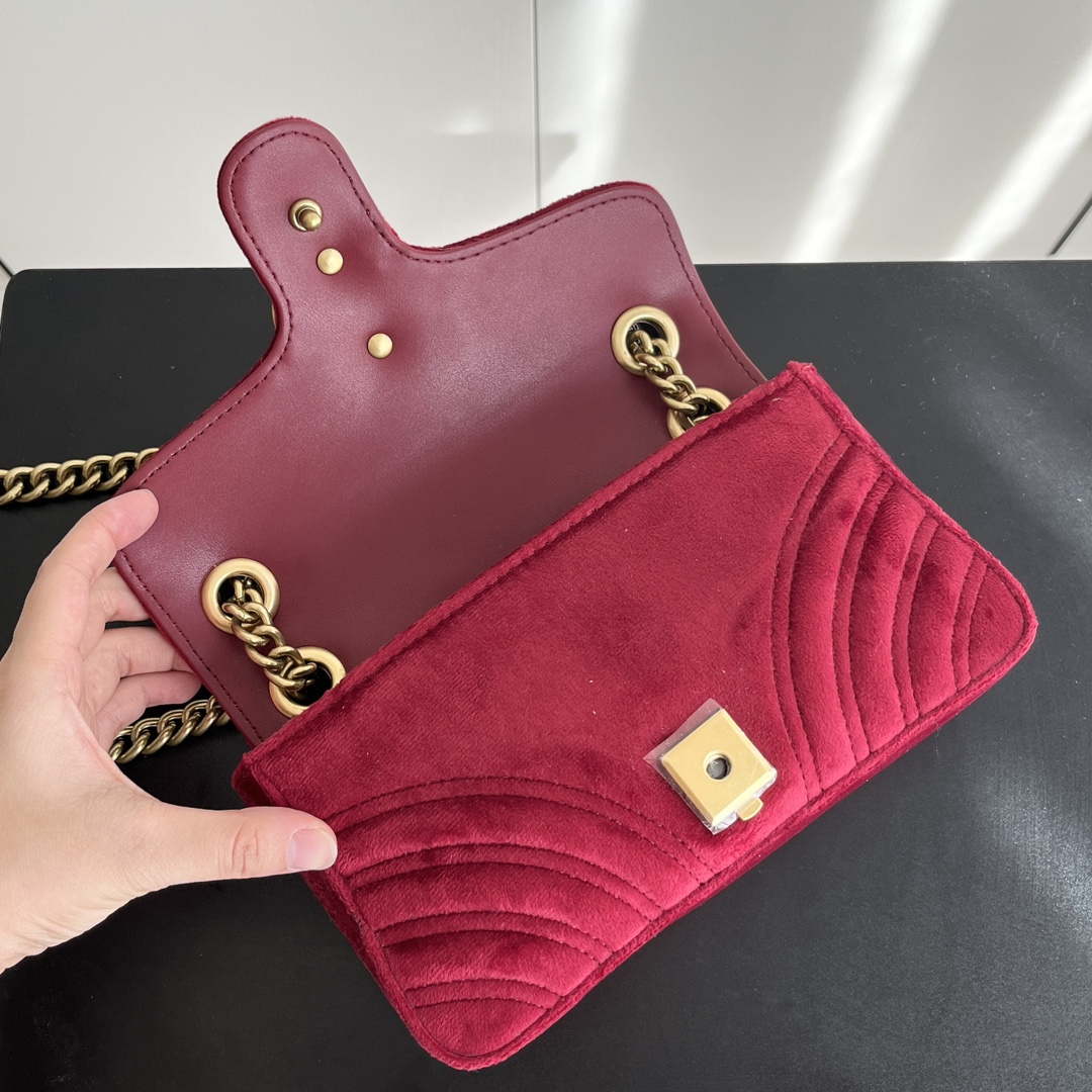 Double-G GG Marmont Veet Collection - Deep Red Bag - Gorchic - $131.99