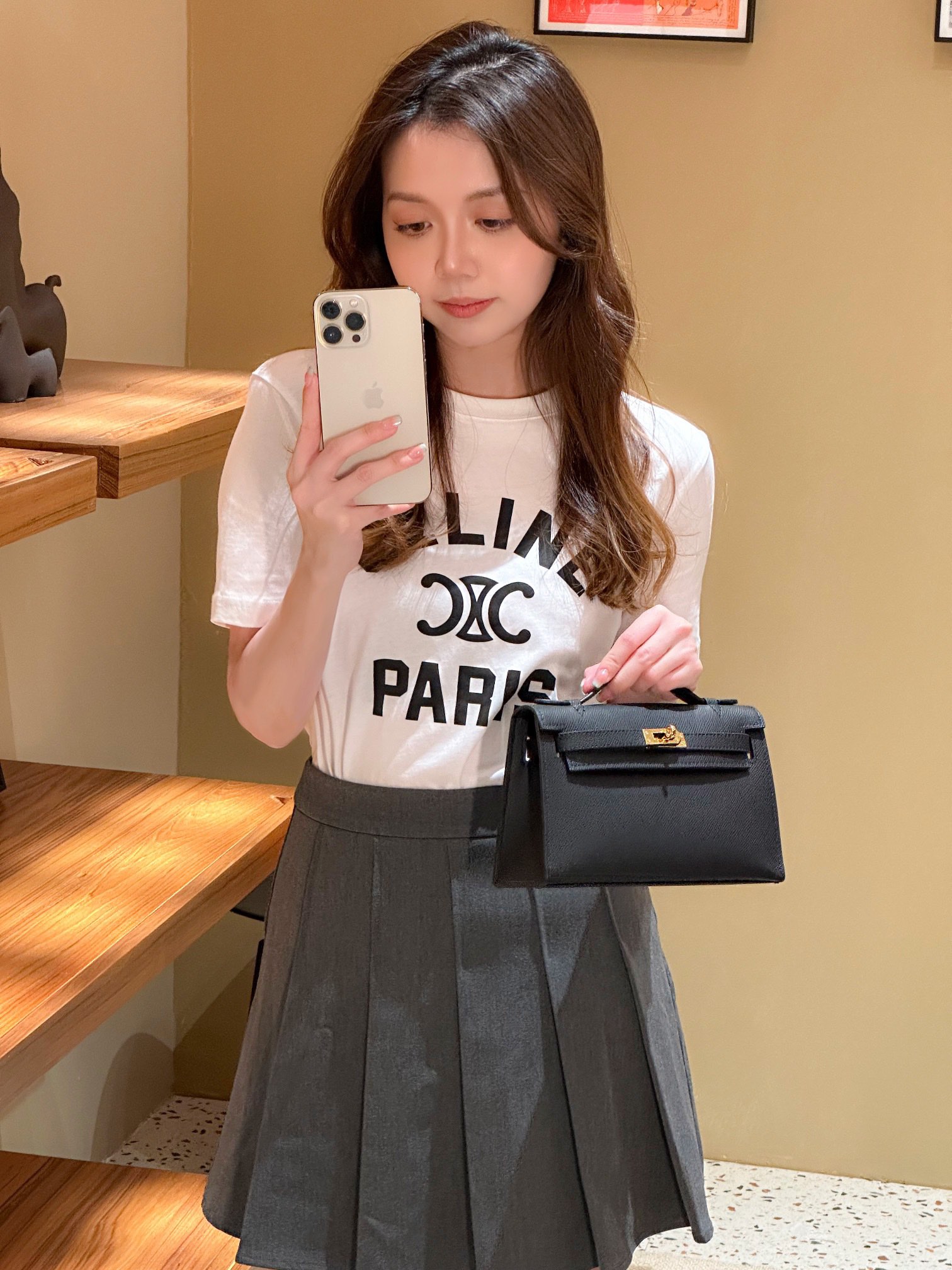 H-Inspired Kelly Mini 1st Kelly Pochette Generation Epsom Palm Leather-Black - Gorchic - $146.99