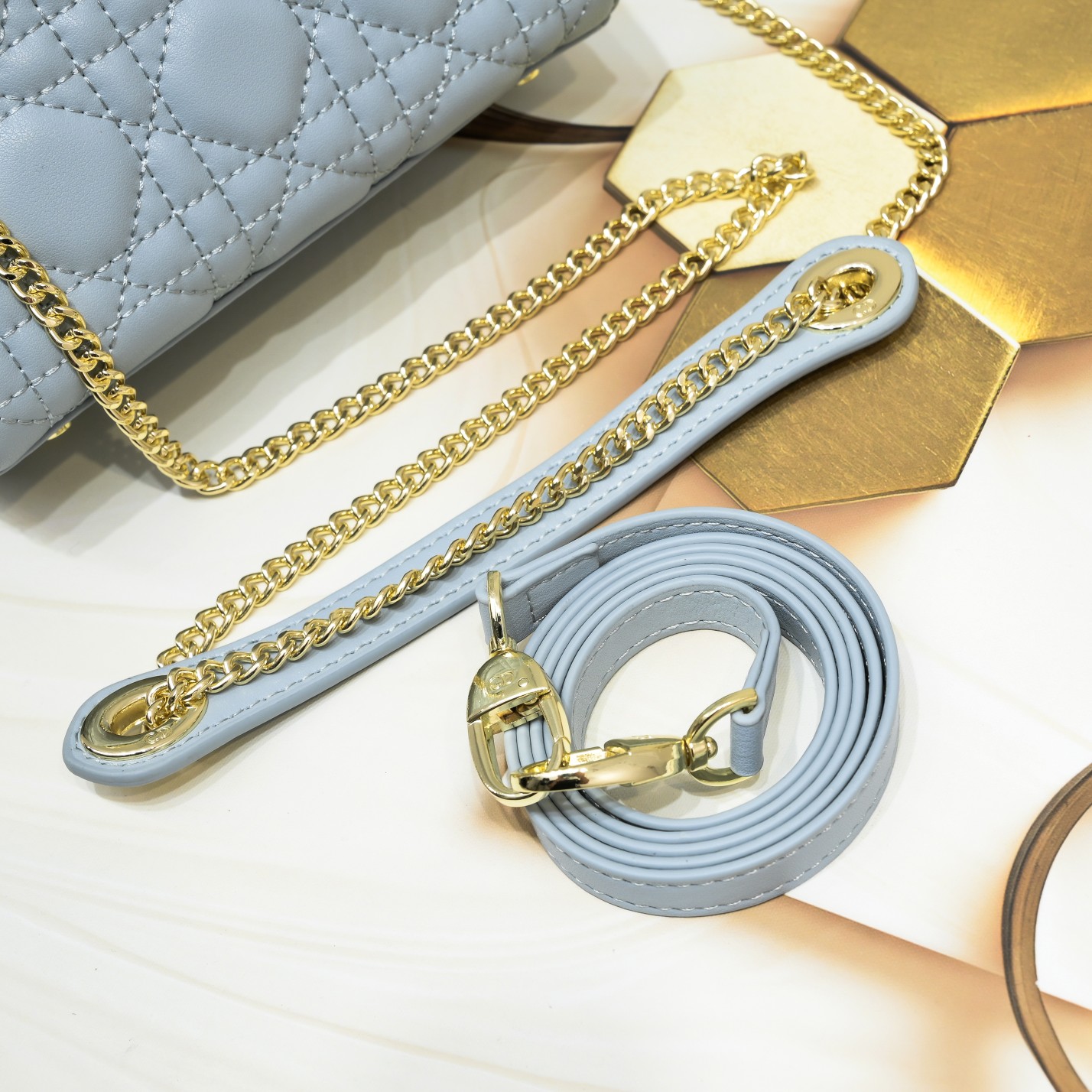 D Inspired Mini Lady D Inspired Bag Light Blue Cannage Calfskin - Bag - Gorchic - $138.99