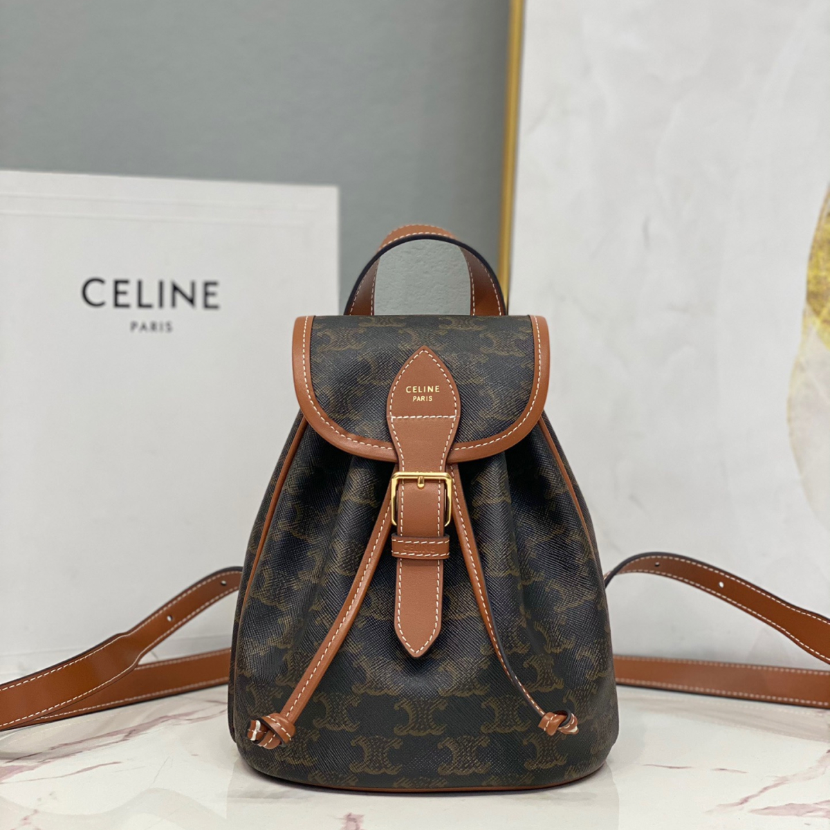 CL Backpack Folco Mini Triomphe Tan - Bag - Gorchic - $156.99