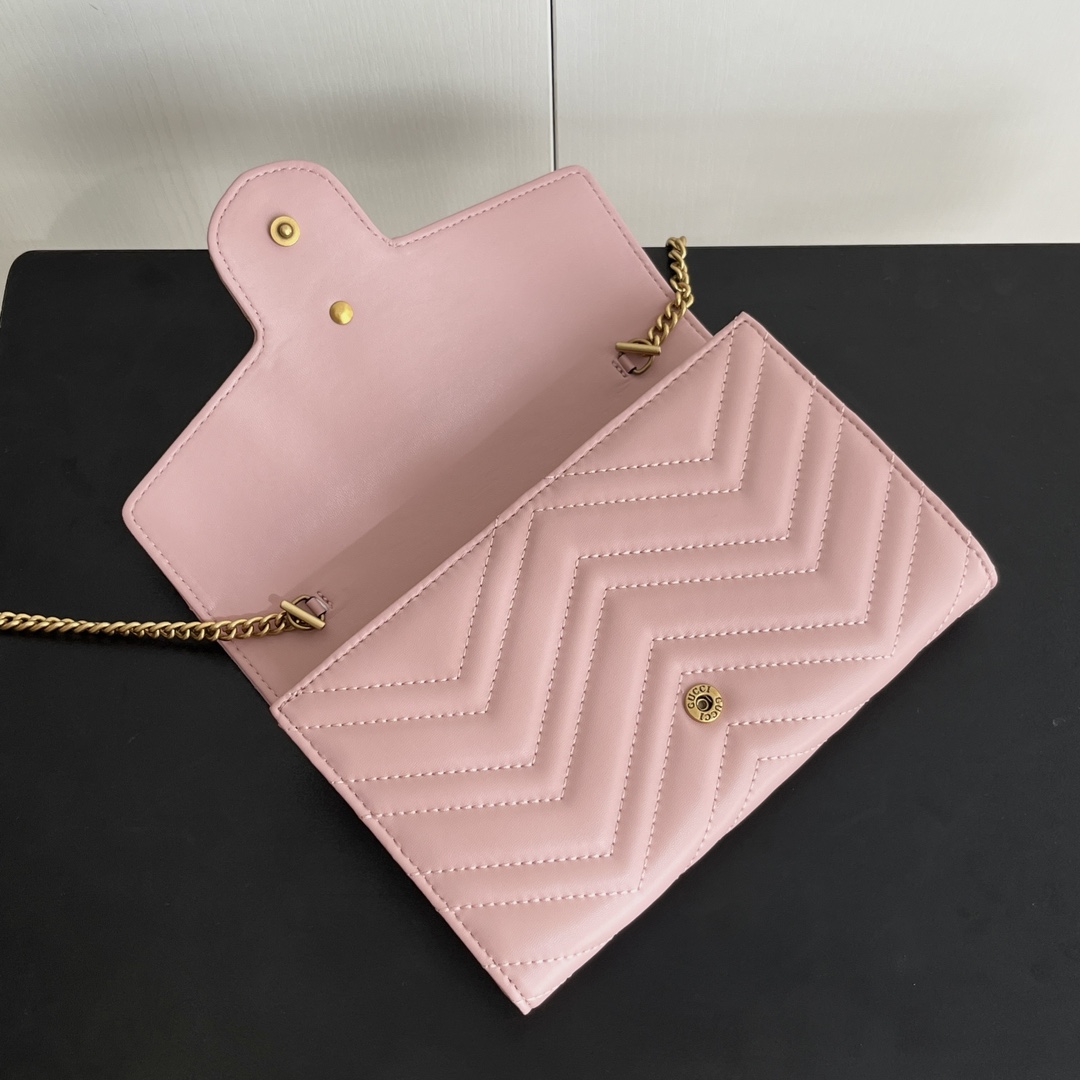 Double-G Marmont Chain Wallet - Pink Gold  Wallet - Gorchic - $123.99