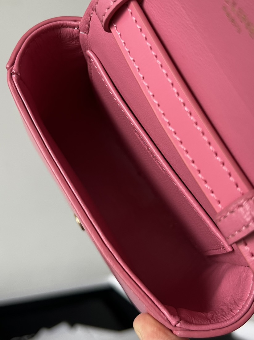 CL MINI TRIOMPHE IN SHINY CALFSKIN ROSE RED - Gorchic - $79.99