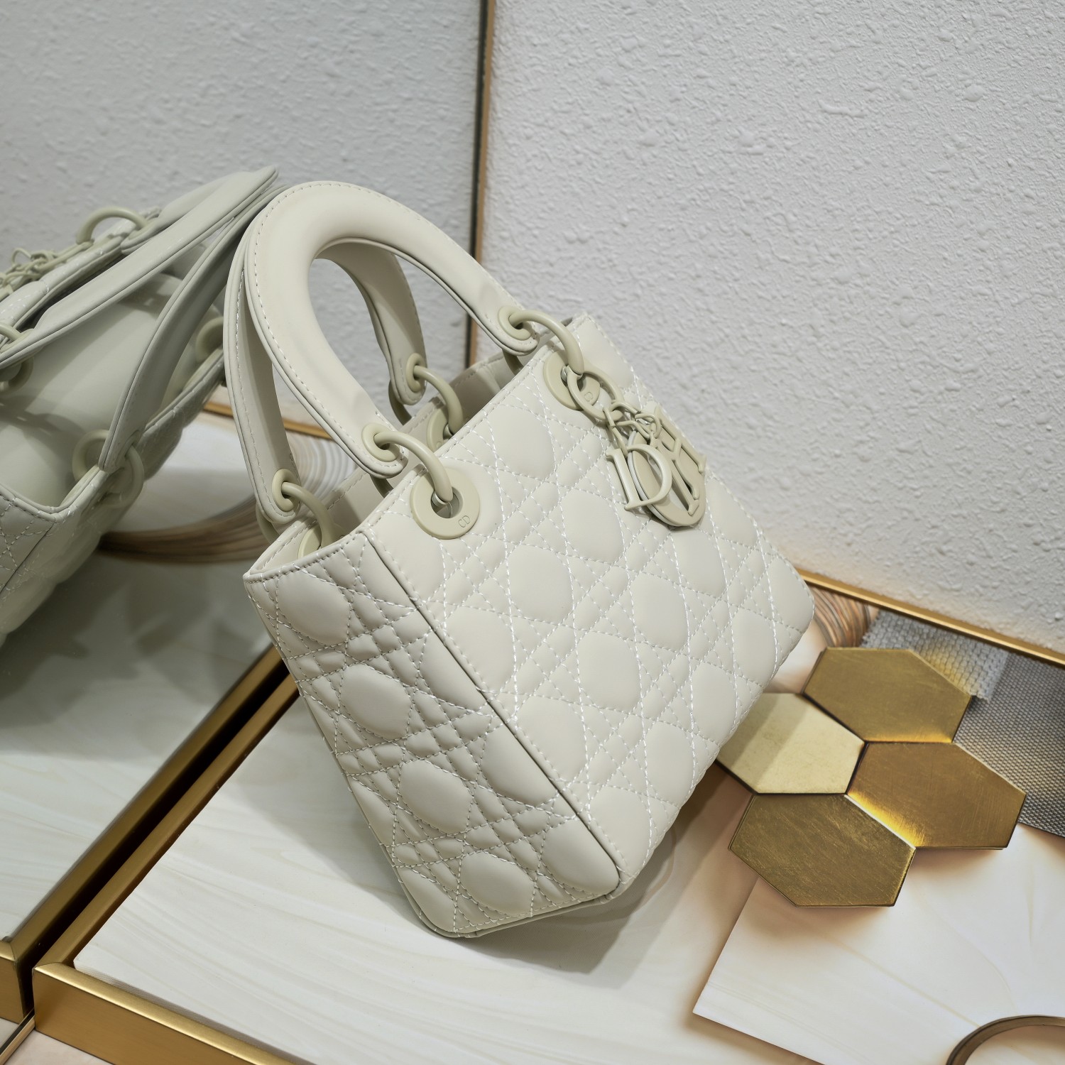 D Inspired Small Lady D Inspired Bag White Ultramatte Calfskin - Bag - Gorchic - $144.99