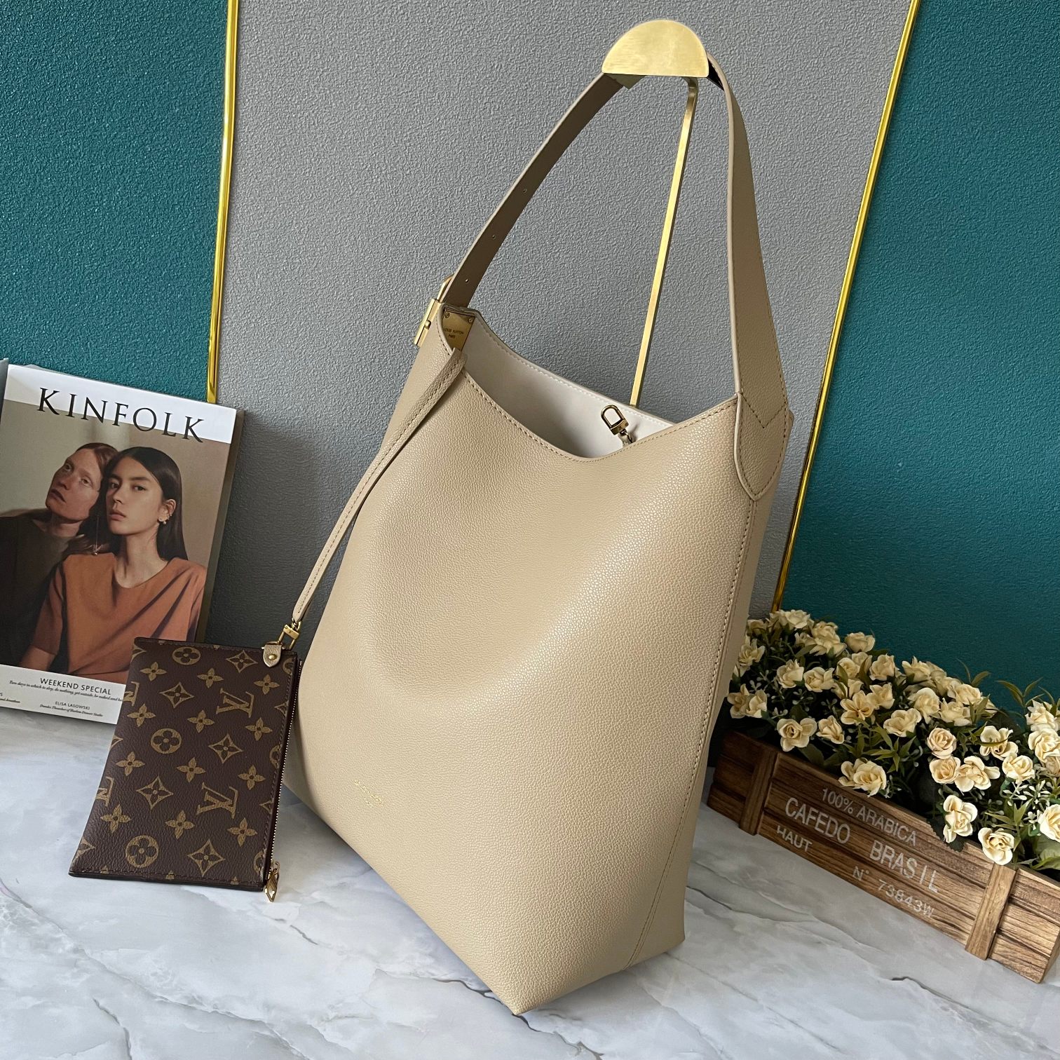 Designer Monogram  Low Key Hobo MM Bag in Apricot - Bag - Gorchic - $138.99