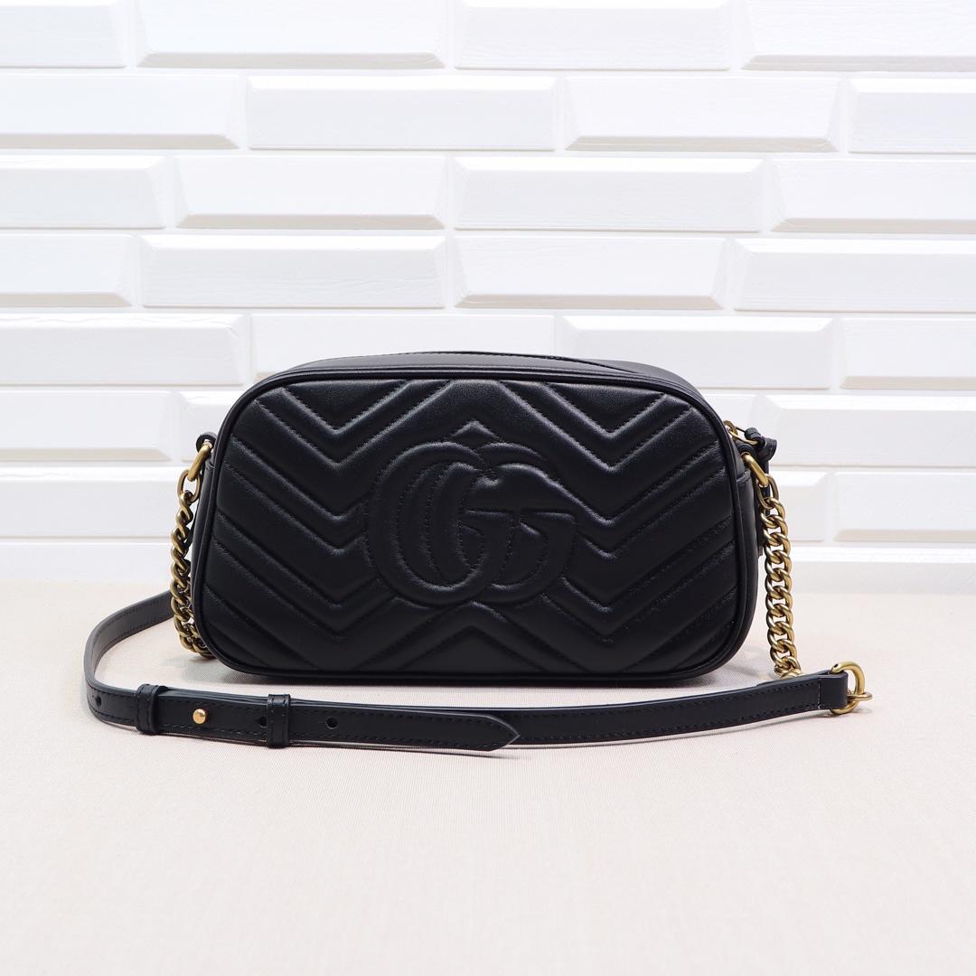 Double-G Calfskin Matelasse GG Marmont Chain Shoulder Bag Black - Bag - Gorchic - $117.99