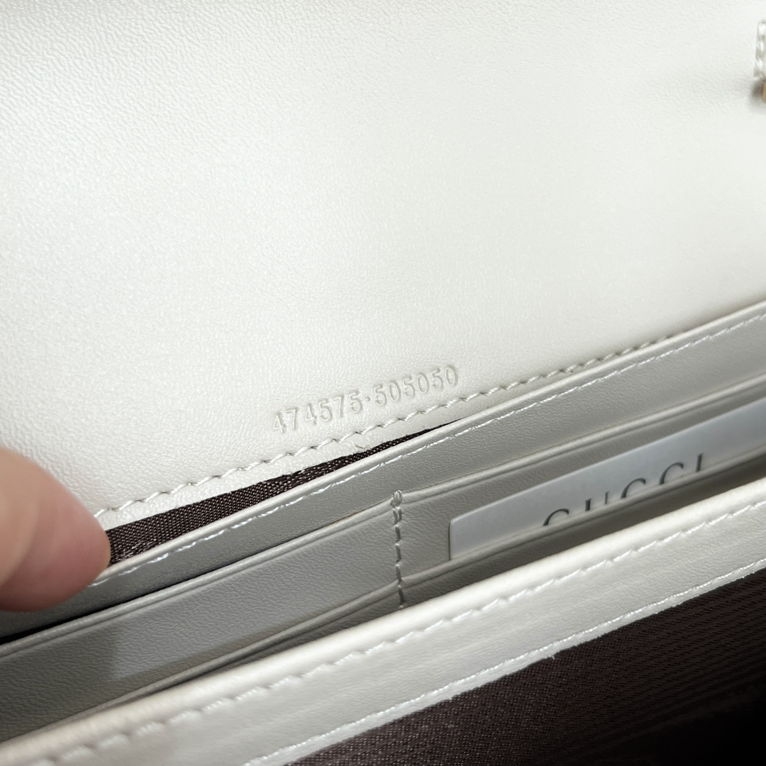 Double-G Marmont Chain Wallet - White Gold Wallet - Gorchic - $123.99