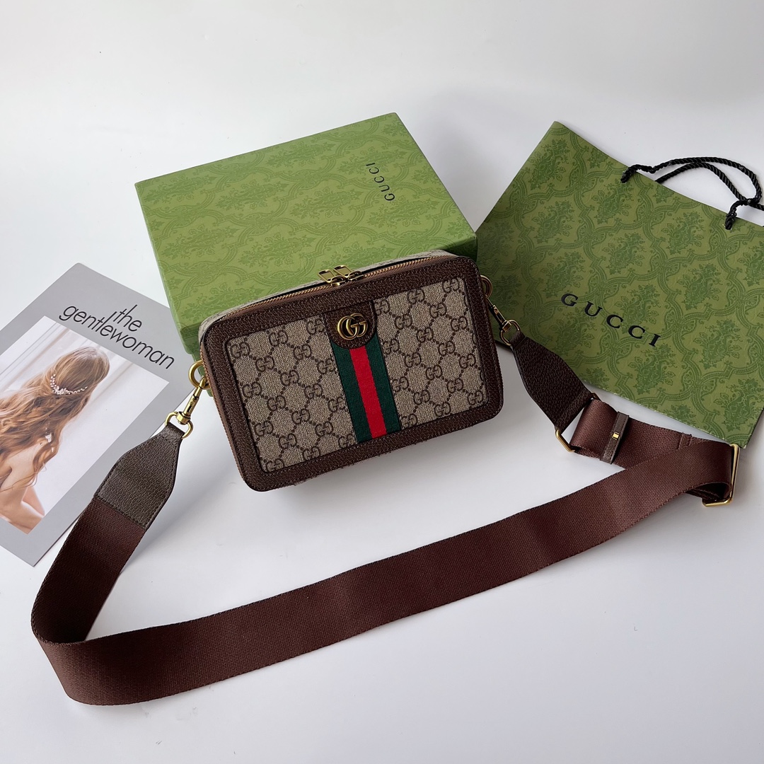 Double-G Ophidia Crossbody Brown leathe Bag - Gorchic - $142.99