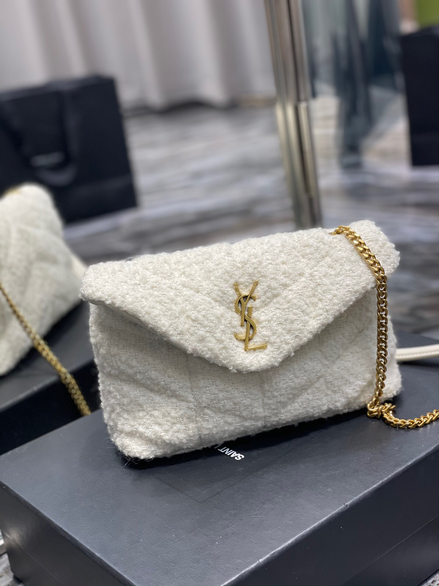 Lady Designer Loulou Puffer small shoulder bag white - Bag - Gorchic - $183.99