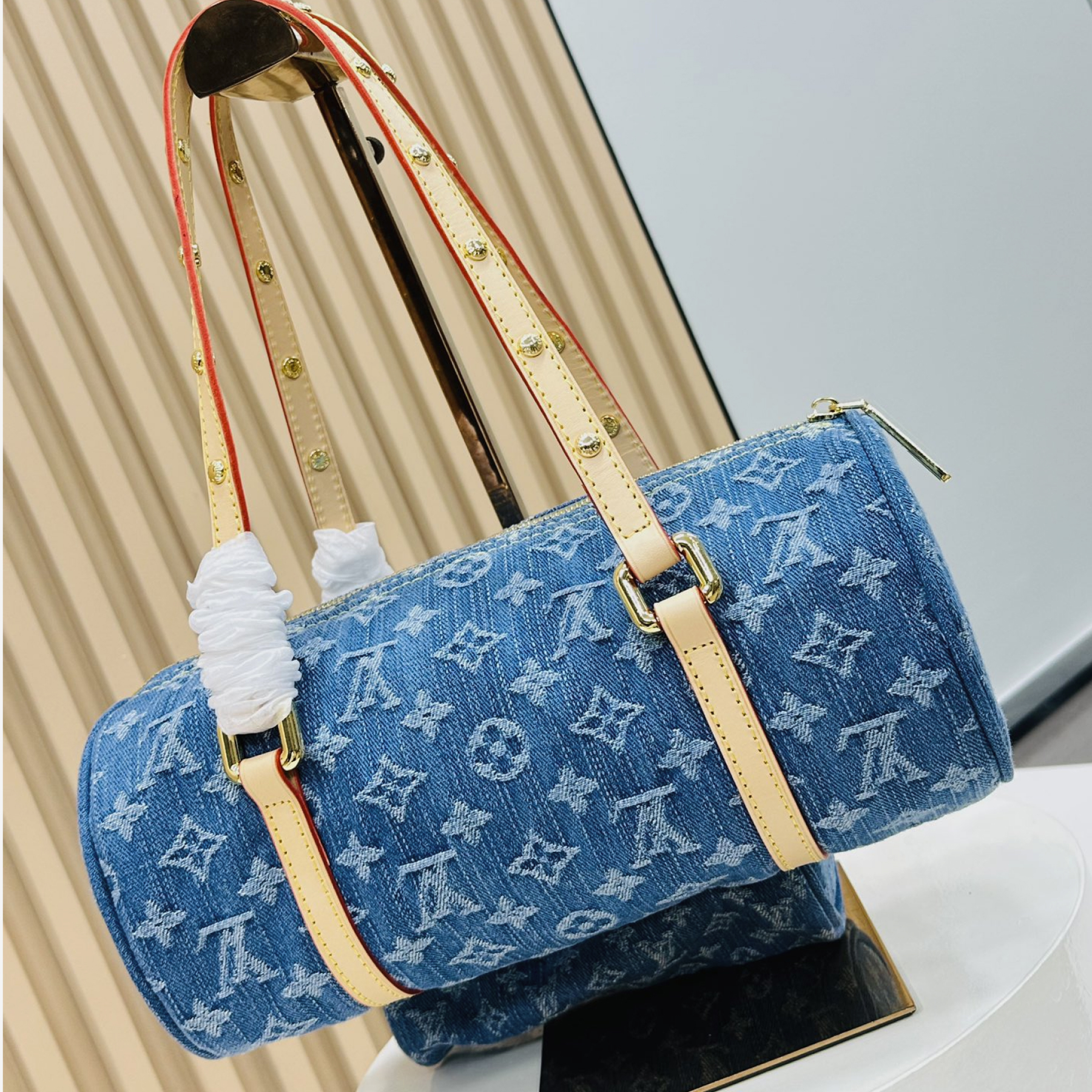 Designer Monogram Papillon Casual Style Unisex Denim Shoulder Bag - Gorchic - $134.99