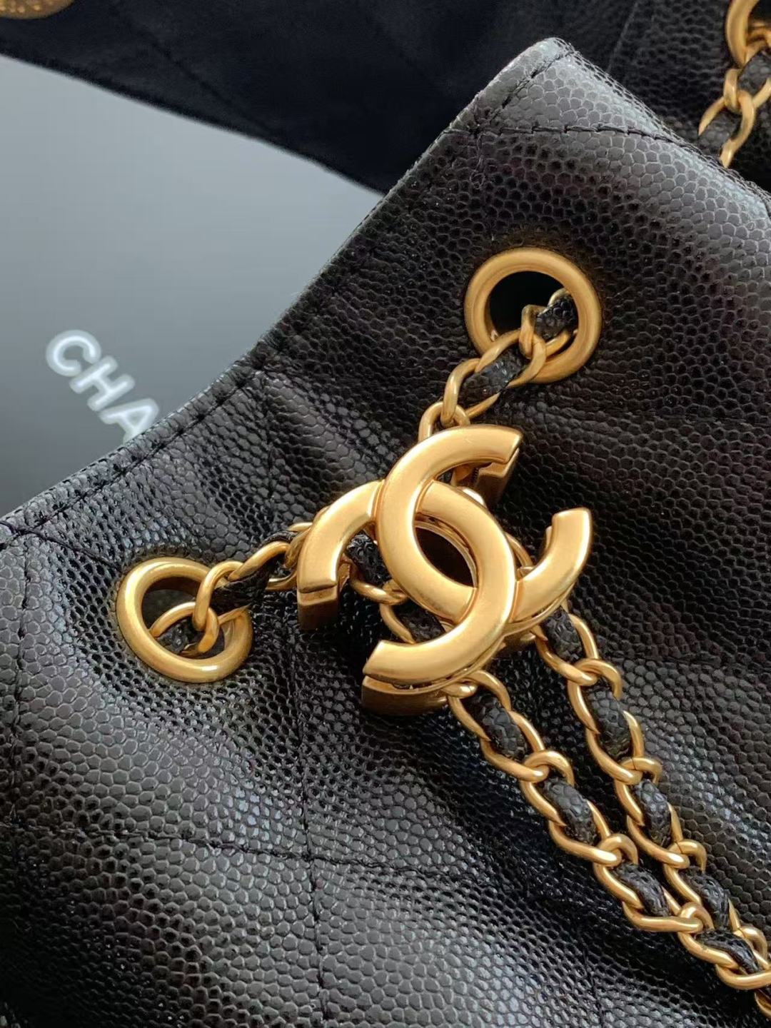 CC Inspired 25 Small Handbag Grained Calfskin & Gold-Tone Metal Black -Bag - Gorchic - $152.99