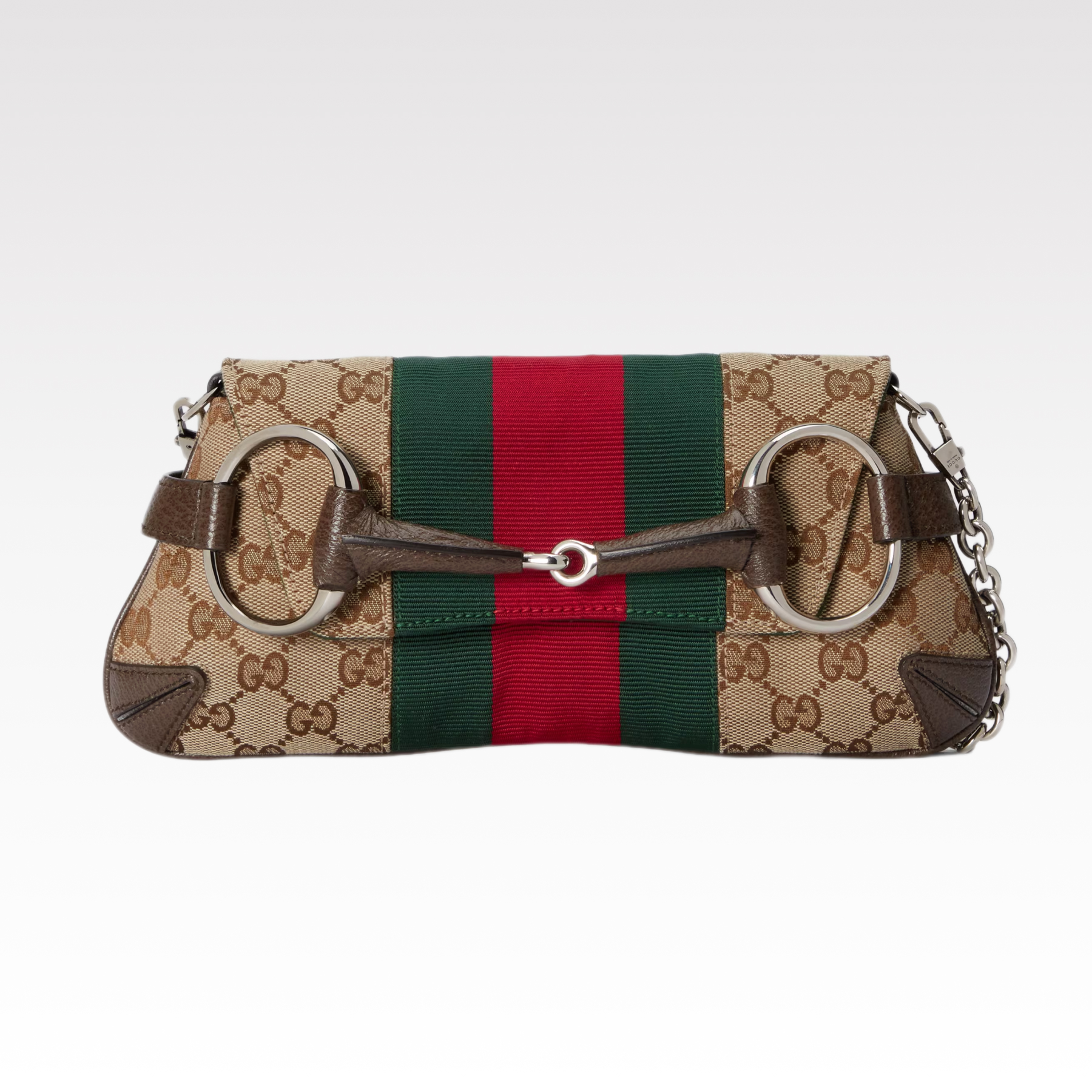 Double-G Horsebit Chain Small Shoulder Bag Beige And Ebony Original GG Canvas - Bag - Gorchic - $110.99