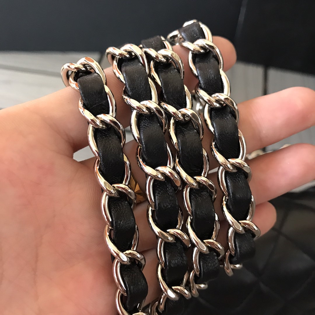 CC Inspired Classic Double Flag Bag Black Leather Sier Hardware Shoulder Bag - Gorchic - $125.99