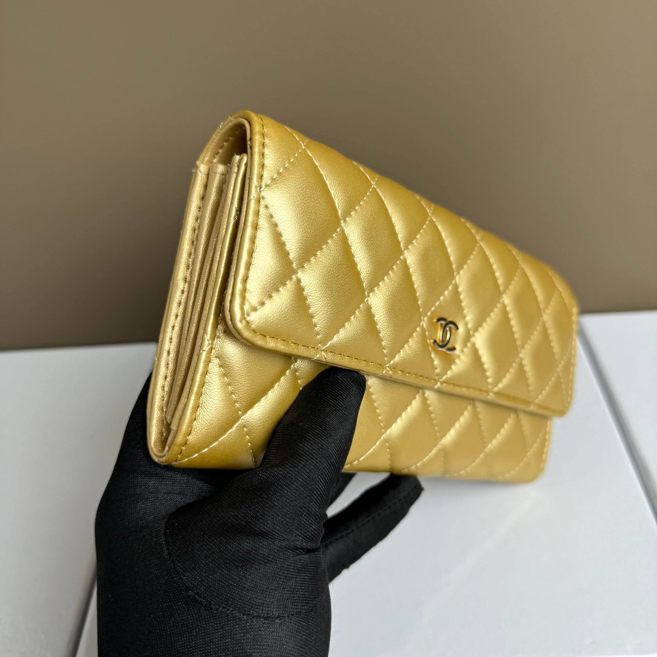 CC Inspired Counterfeit Caviar Sheepskin Wallet-Gold Wallet - Gorchic - $59.99