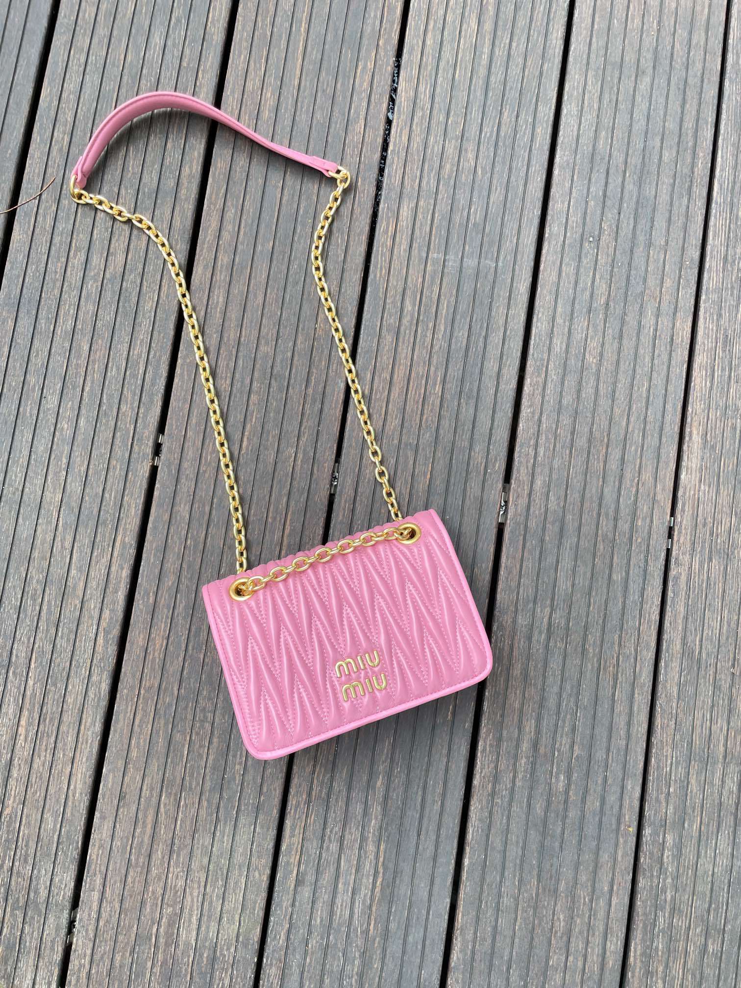 MU Matelassé nappa leather mini bag Rose - Bag - Gorchic - $117.99