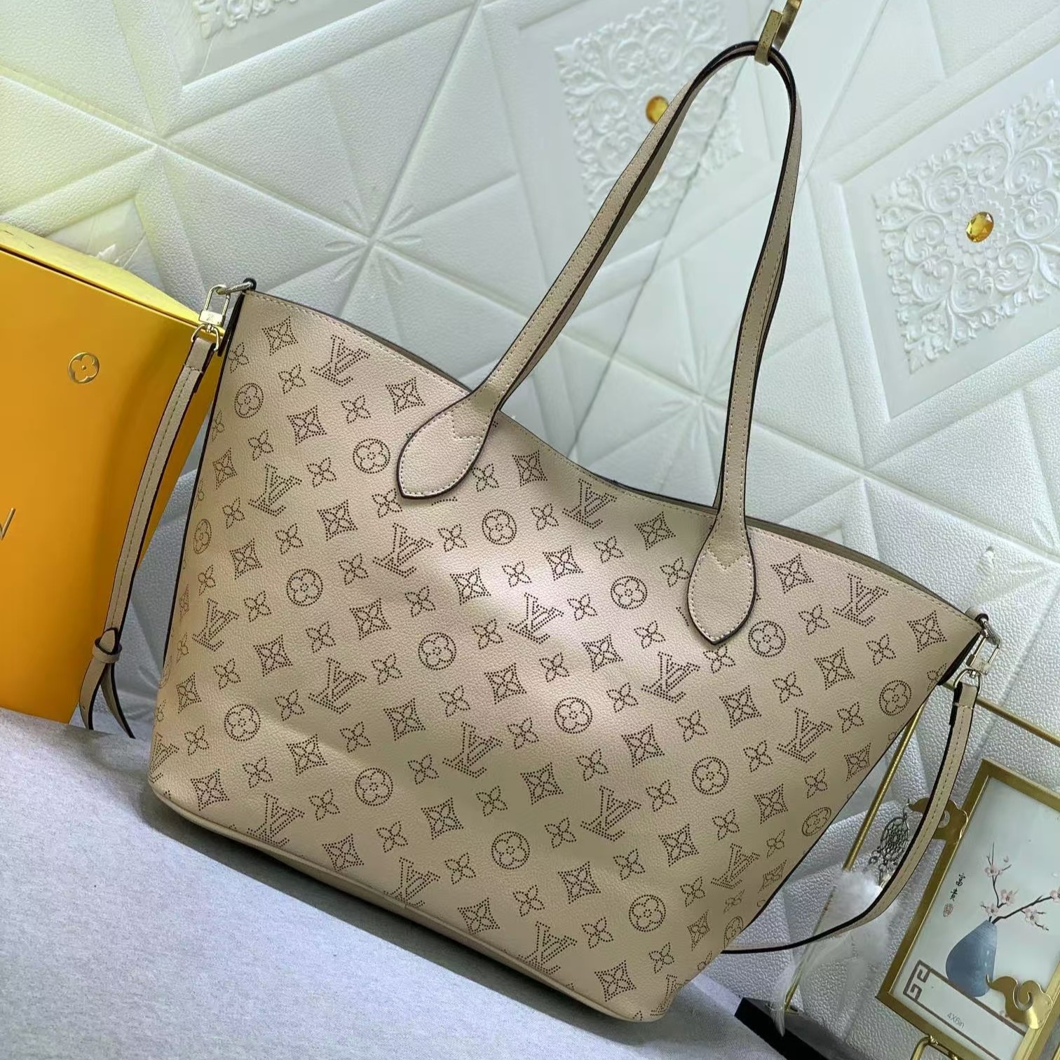 Designer Monogram  Blossom MM Bag Mahina Leather - Bag - Gorchic - $143.99