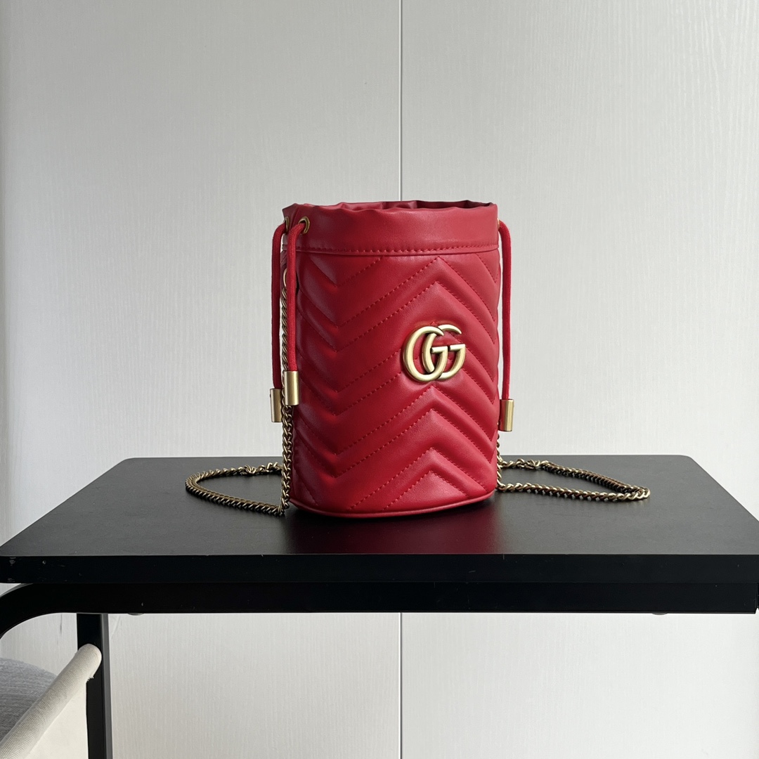 Double-G GG marmont mini bucket bag Red - Bag - Gorchic - $121.99