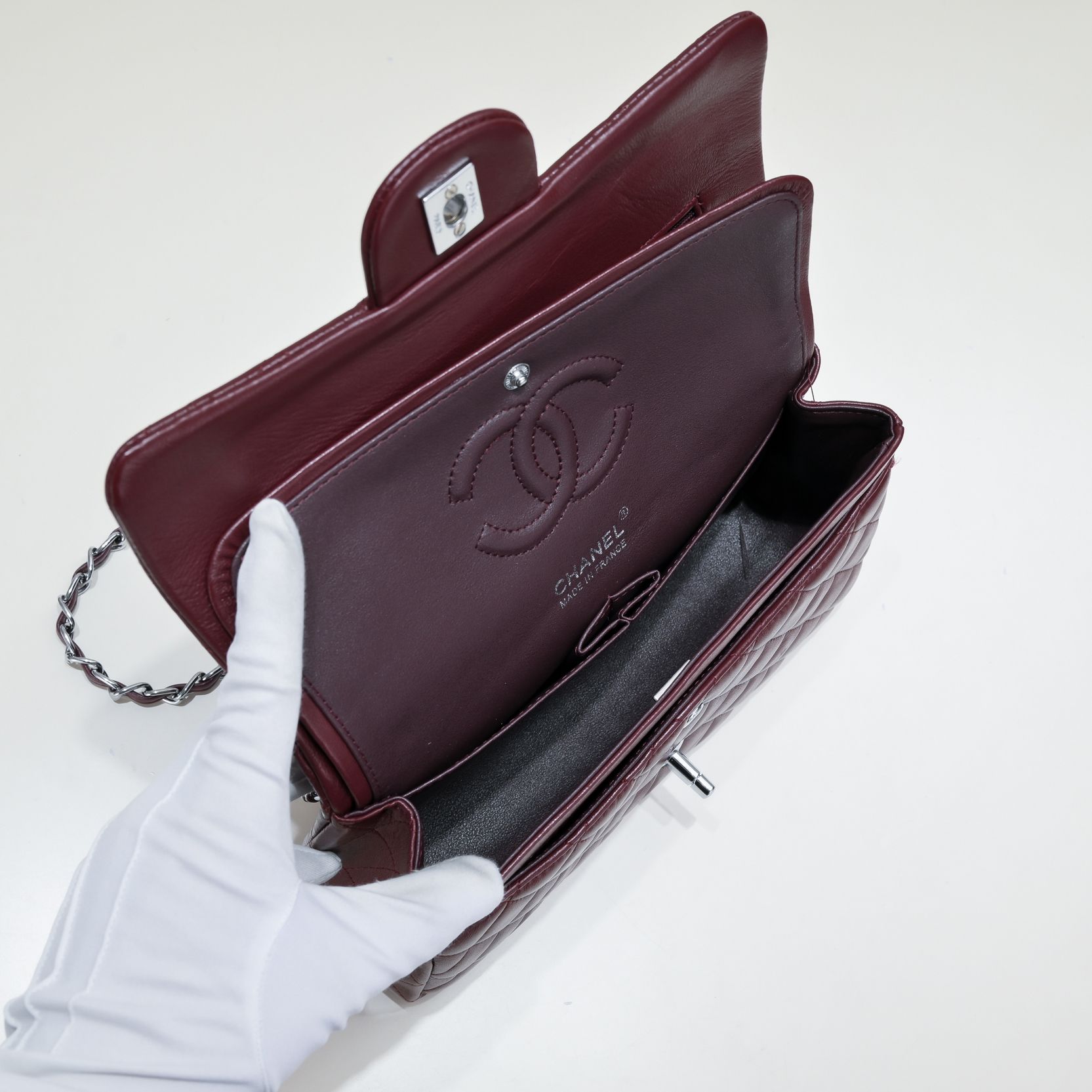 CC Inspired Classic Double Flap Bag Dark Red Sier Hardware - Bag - Gorchic - $122.99