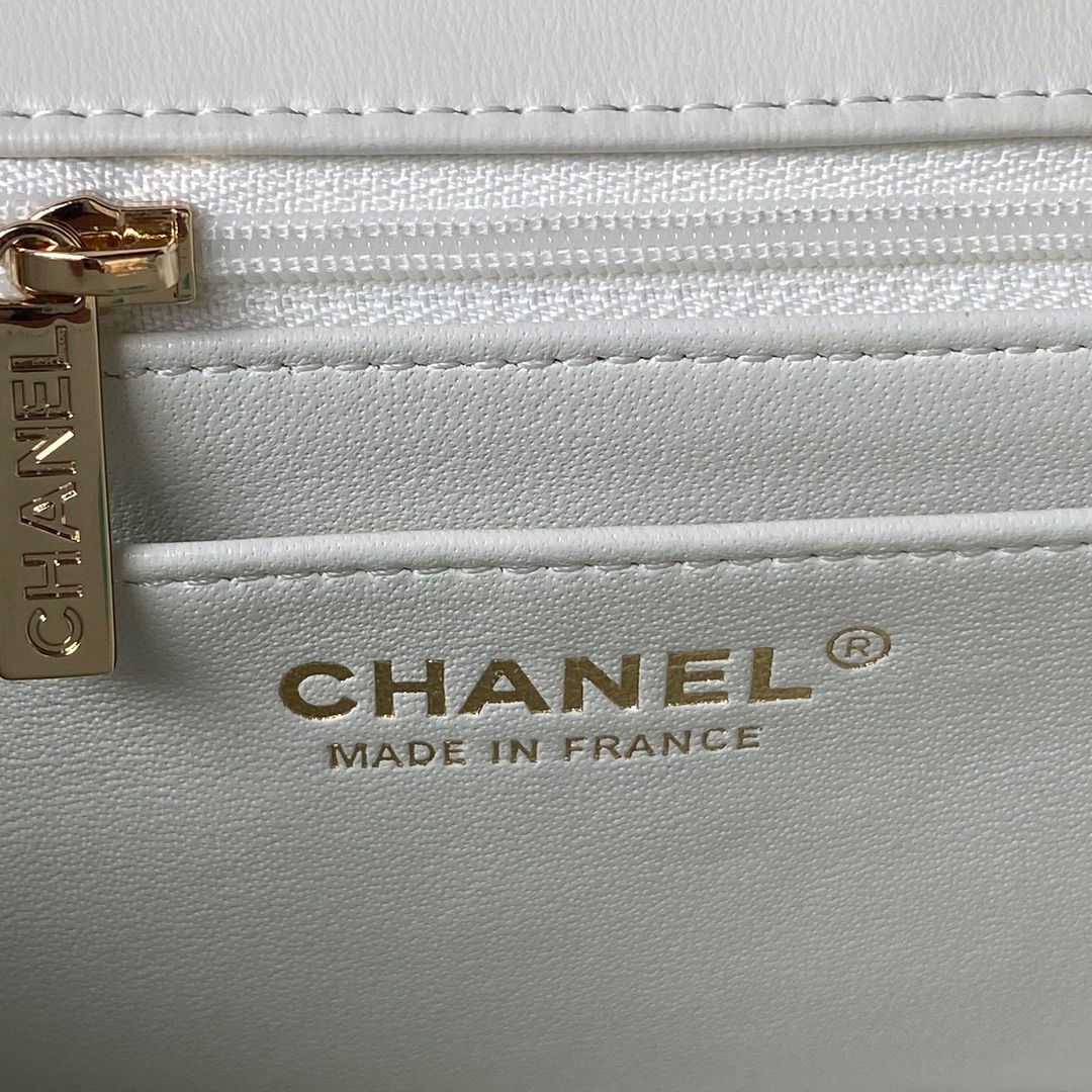 CC Inspired Lambskin Quilted Mini Top Handle Rectangular Flap White Golden Hardwear Bag - Gorchic - $152.99