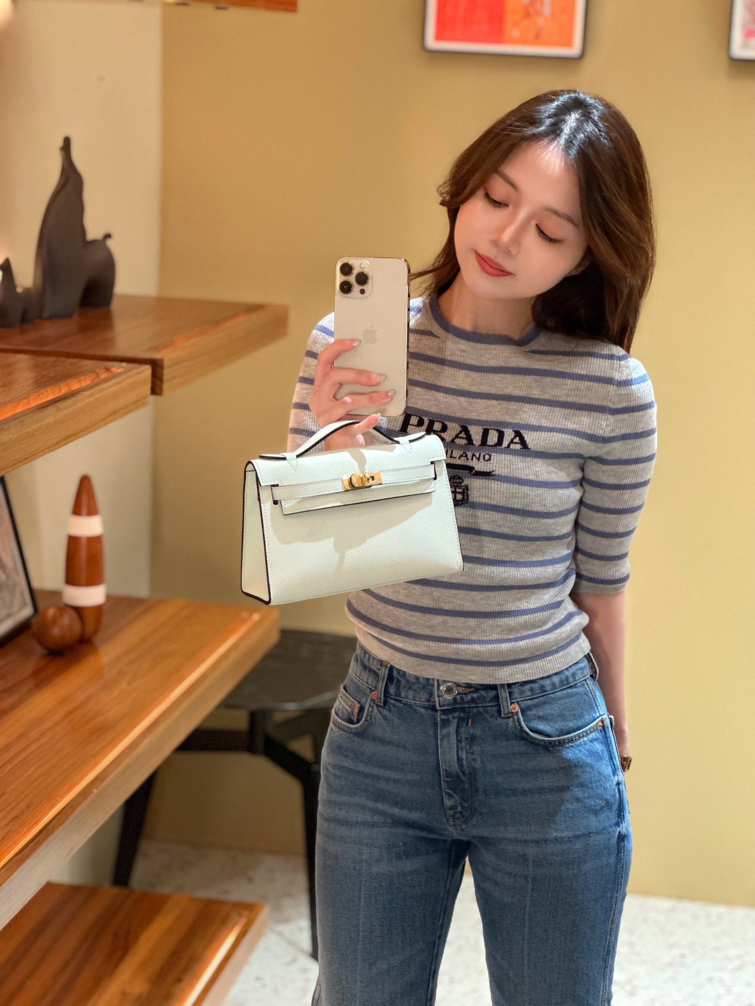 H-Inspired Kelly Mini 1st Kelly Pochette Generation Epsom Palm Leather-Bubble Green - Gorchic - $146.99