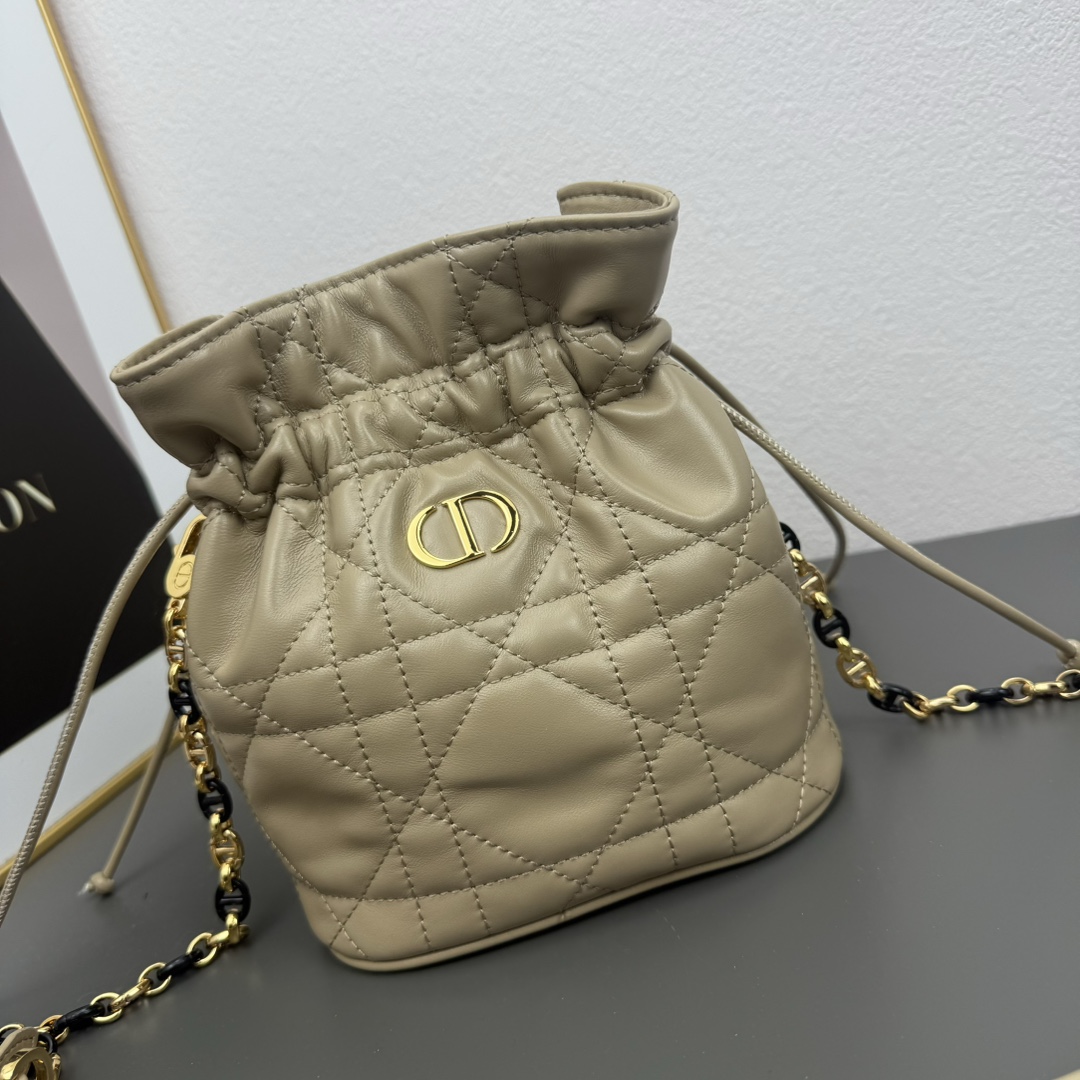 D Inspired 30 Montaigne Drawstring Mini Bucket Bag - Elephant Gray Bag - Gorchic - $173.99