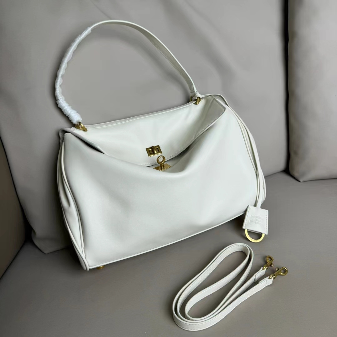 Hourglass iconic Rodeo leather shoulder bag in green and aged-golden hardware Multiple Size - Bag - Gorchic - $169.99