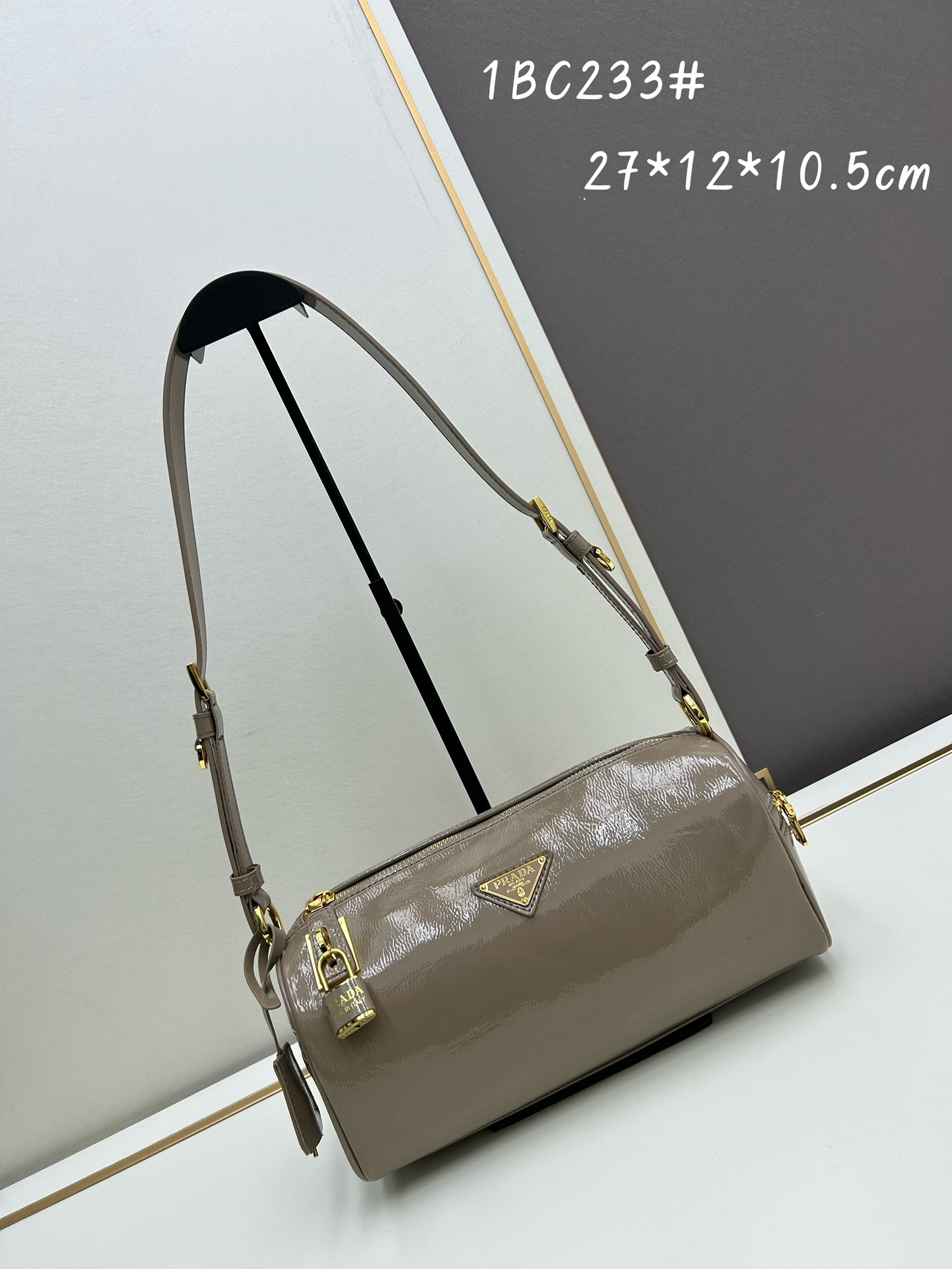 Saffiano texture Aimée Suede Shoulder Grey Bag - Gorchic - $186.99