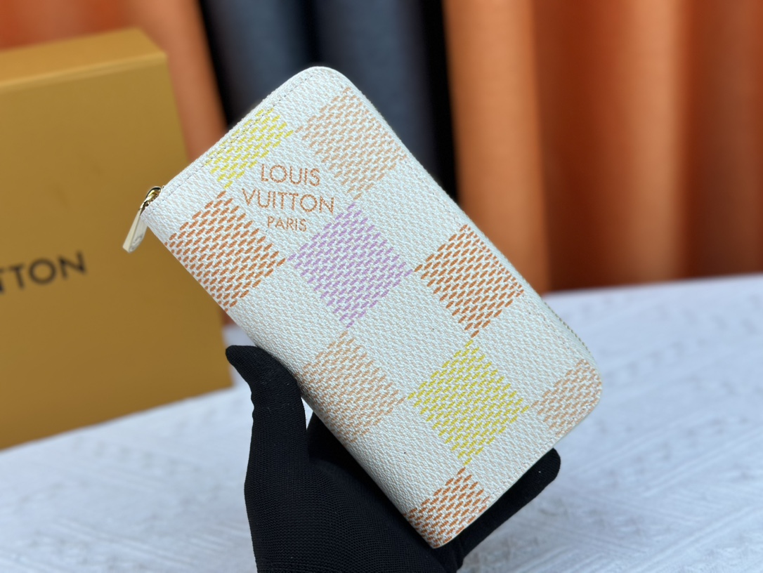 Designer Monogram  Damiericious Zippie Wallet Damier Canvas Wallet-Pink Plaid Wallet - Gorchic - $55.99