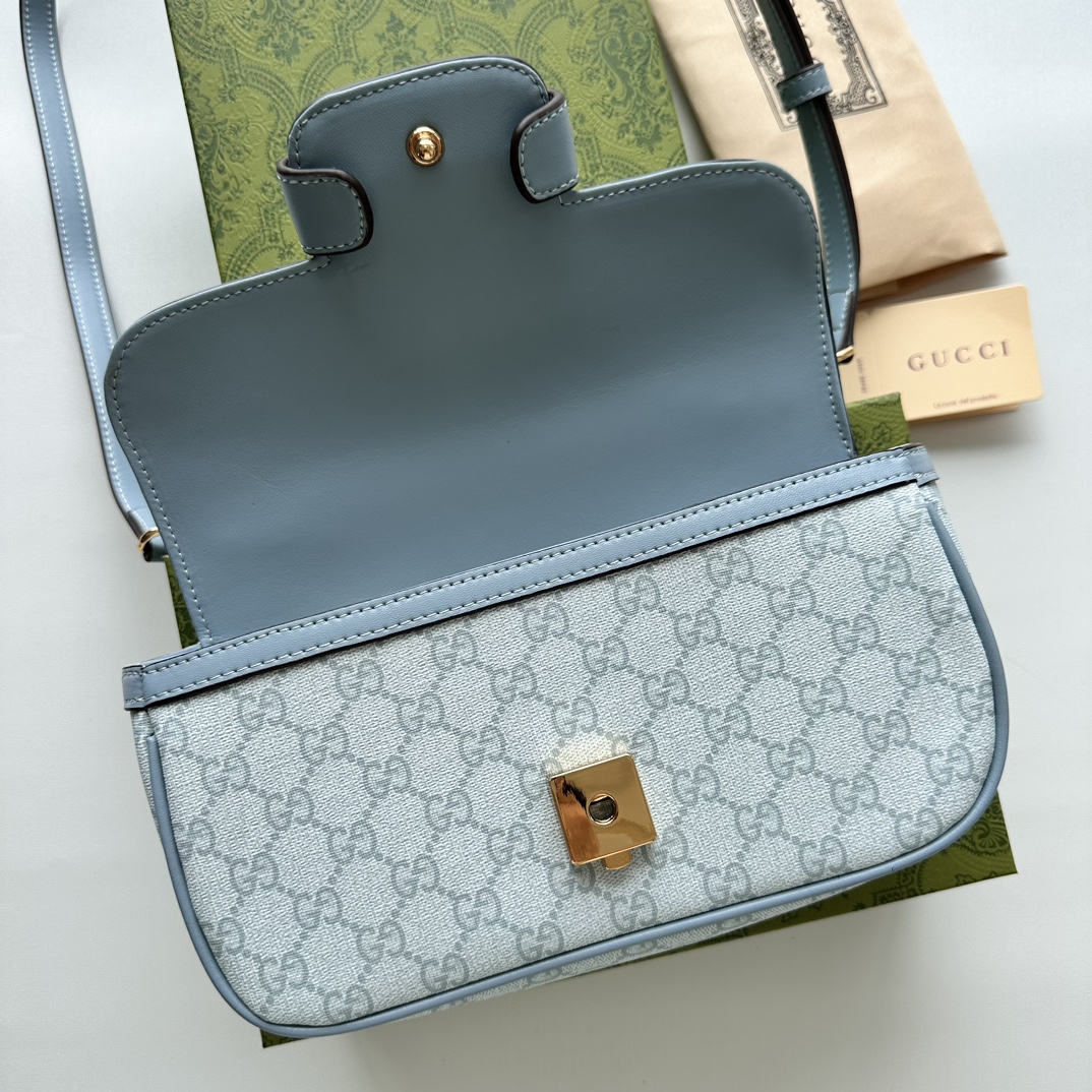 Double-G Horsebit 1955 Small Blue Shoulder Bag - Gorchic - $121.99