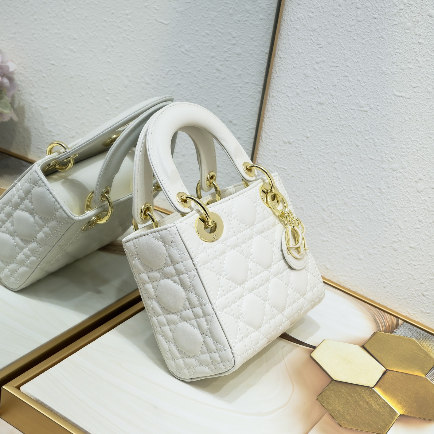 D Inspired Mini Lady D Inspired Bag White Cannage Calfskin - Bag - Gorchic - $138.99
