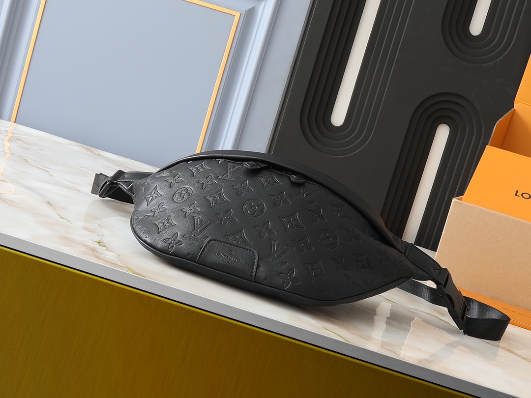 Designer Monogram Discovery Bum Bag - Black Embossed Bag - Gorchic - $123.99