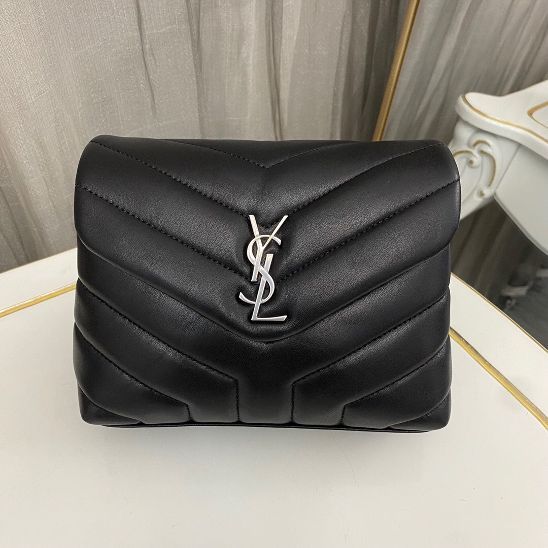 Lady Designer Loulou Toy quilted leather shoulder bag black - Bag - Gorchic - $114.99