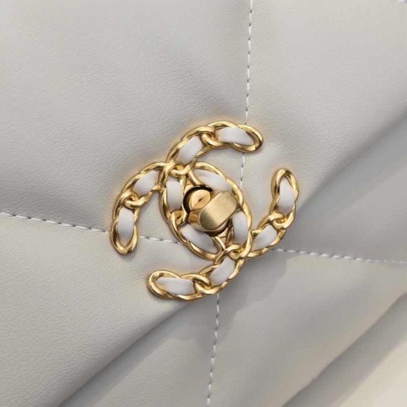 CC Inspired Calfskin Quilted CC Inspired 19 Flap White -Golden - Bag - Gorchic - $132.99