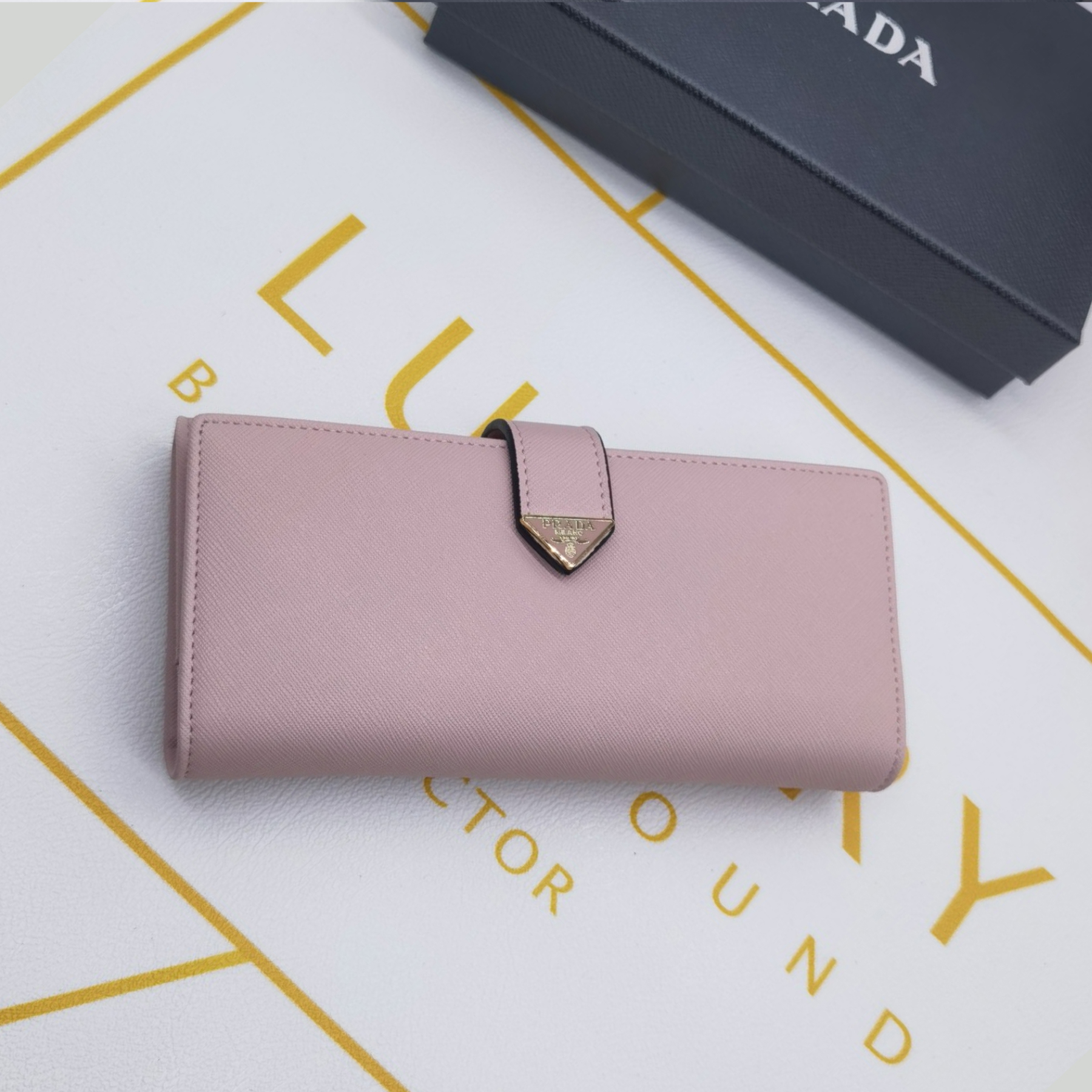 Saffiano texture Saffiano Leather Long Wallet- Pink Wallet - Gorchic - $65.99