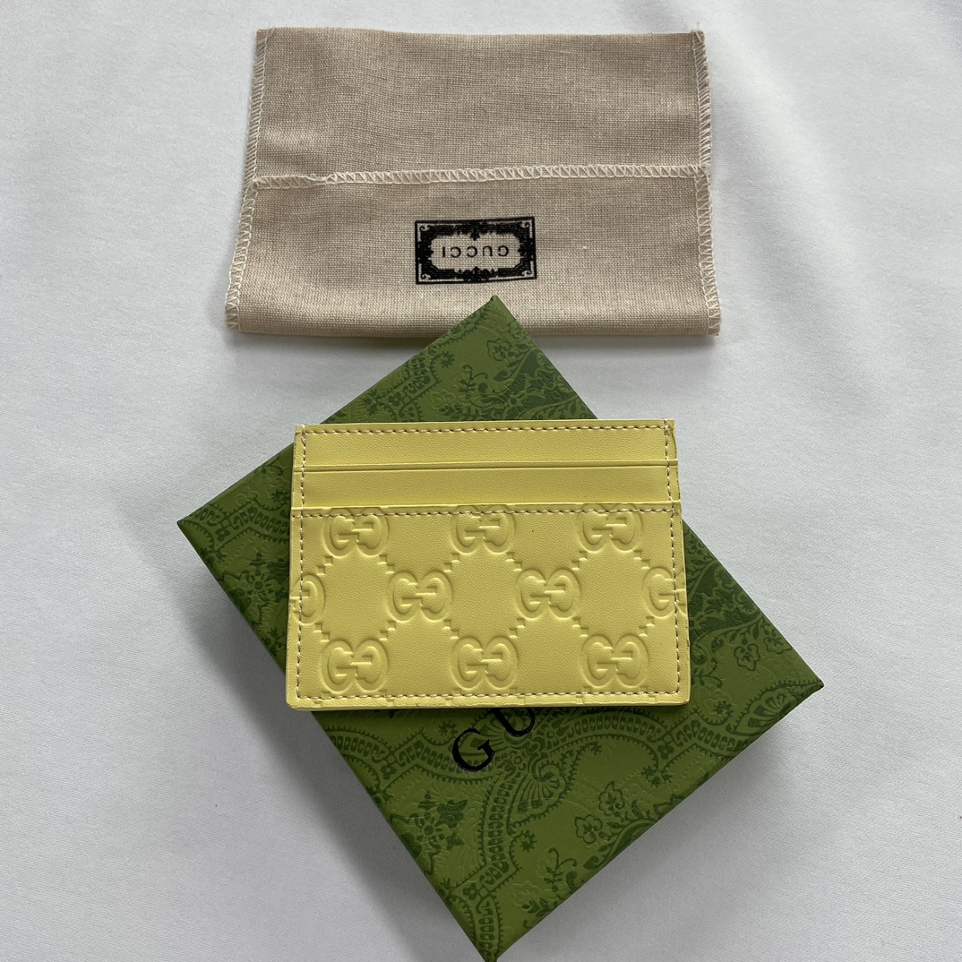 Double-G GG rubber-effect card case light yellow-wallet - Gorchic - $35.99