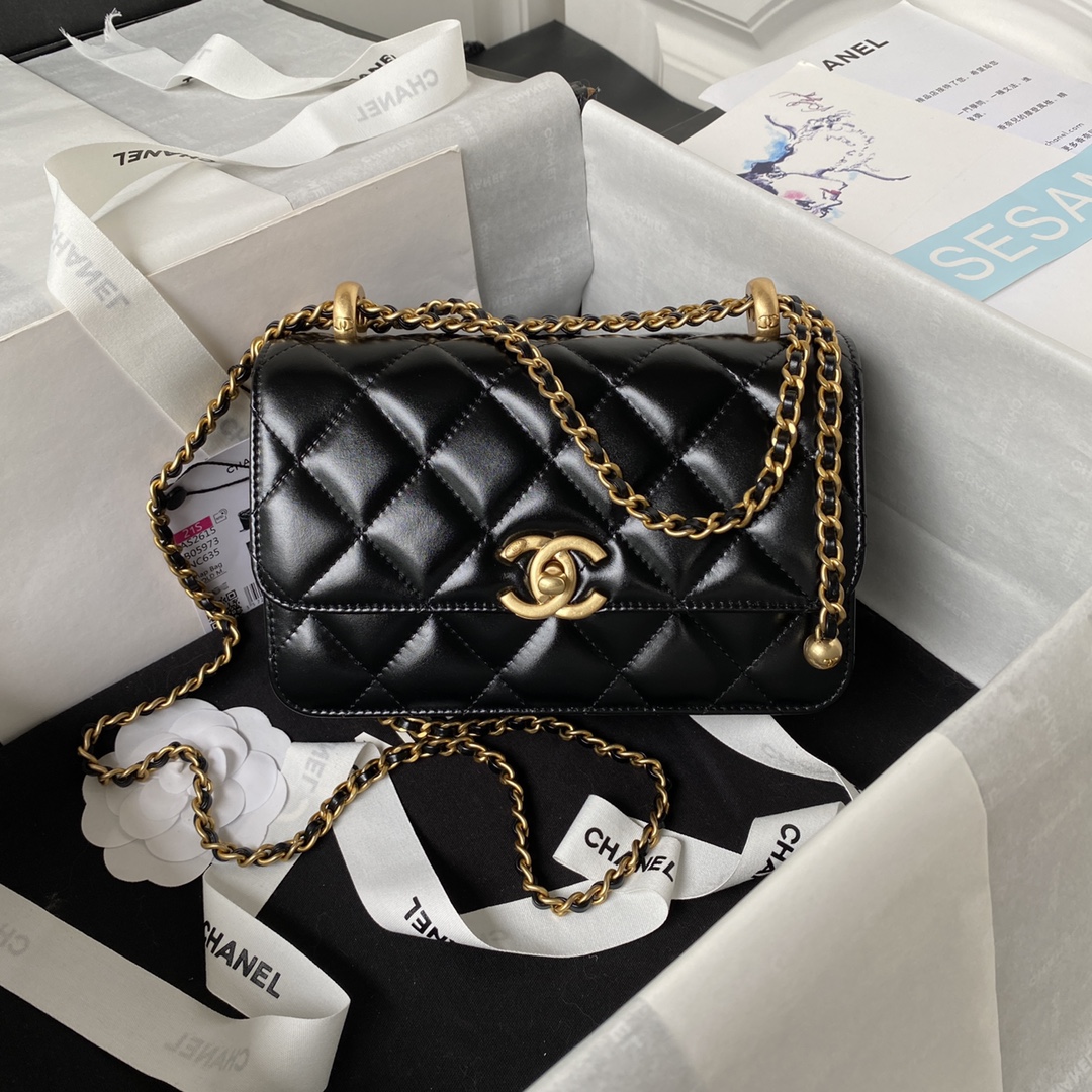 CC Inspired 24C Double Little Gold Balls Bag - Black Bag - Gorchic - $145.99