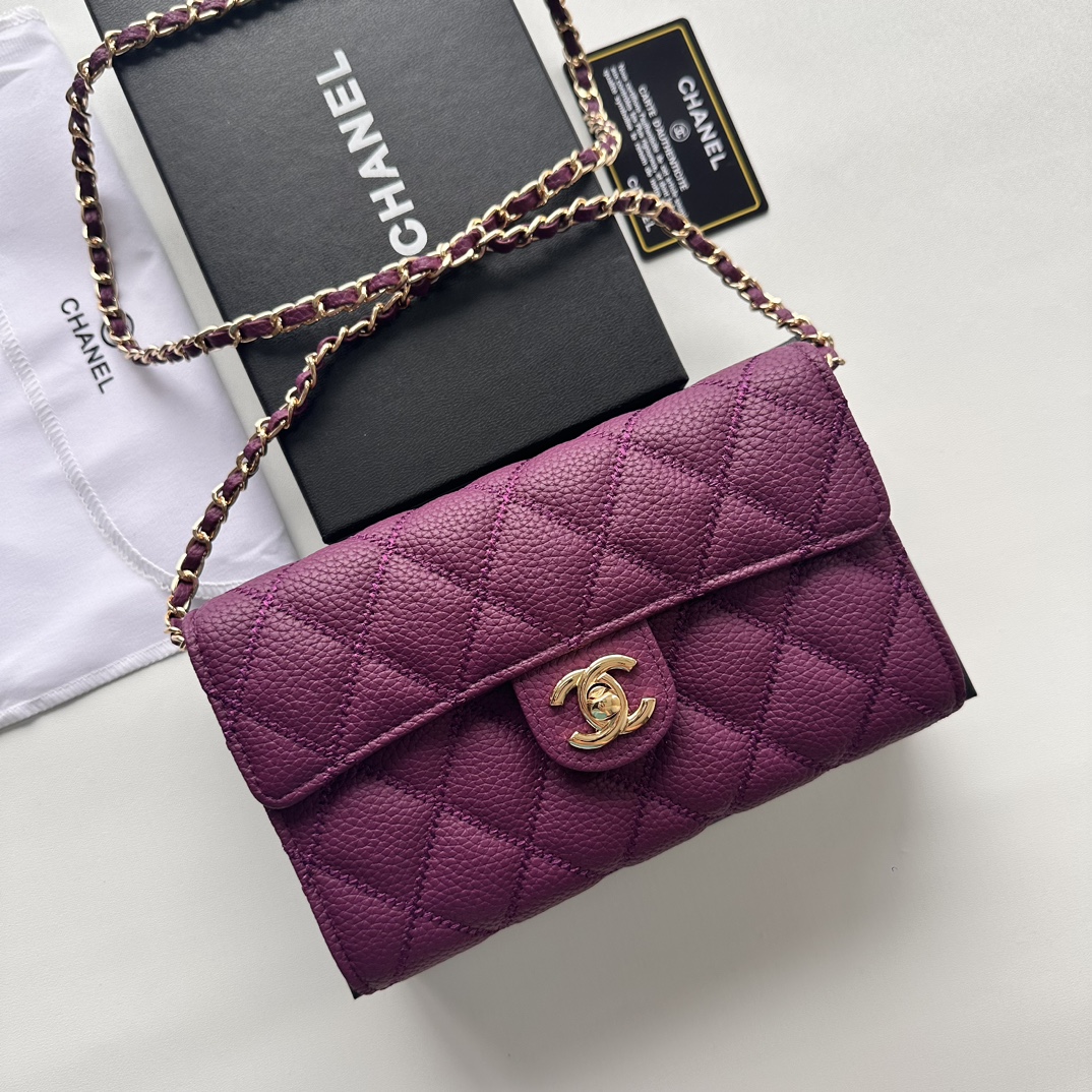 CC Inspired Chain Shoulder Crossbody Small Bag - Purple Bag - Gorchic - $101.99