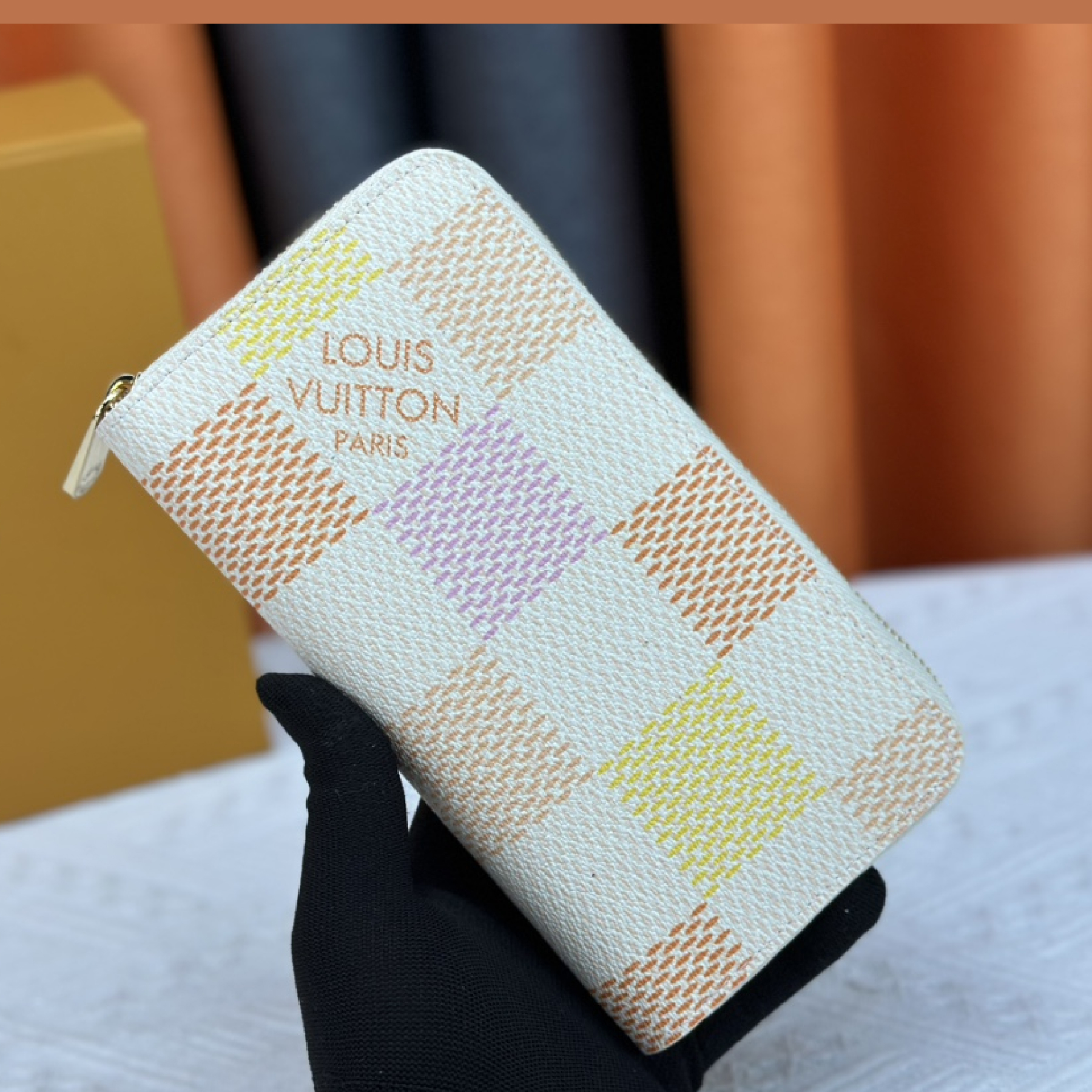 Designer Monogram  Damiericious Zippie Wallet Damier Canvas Wallet-Pink Plaid Wallet - Gorchic - $55.99