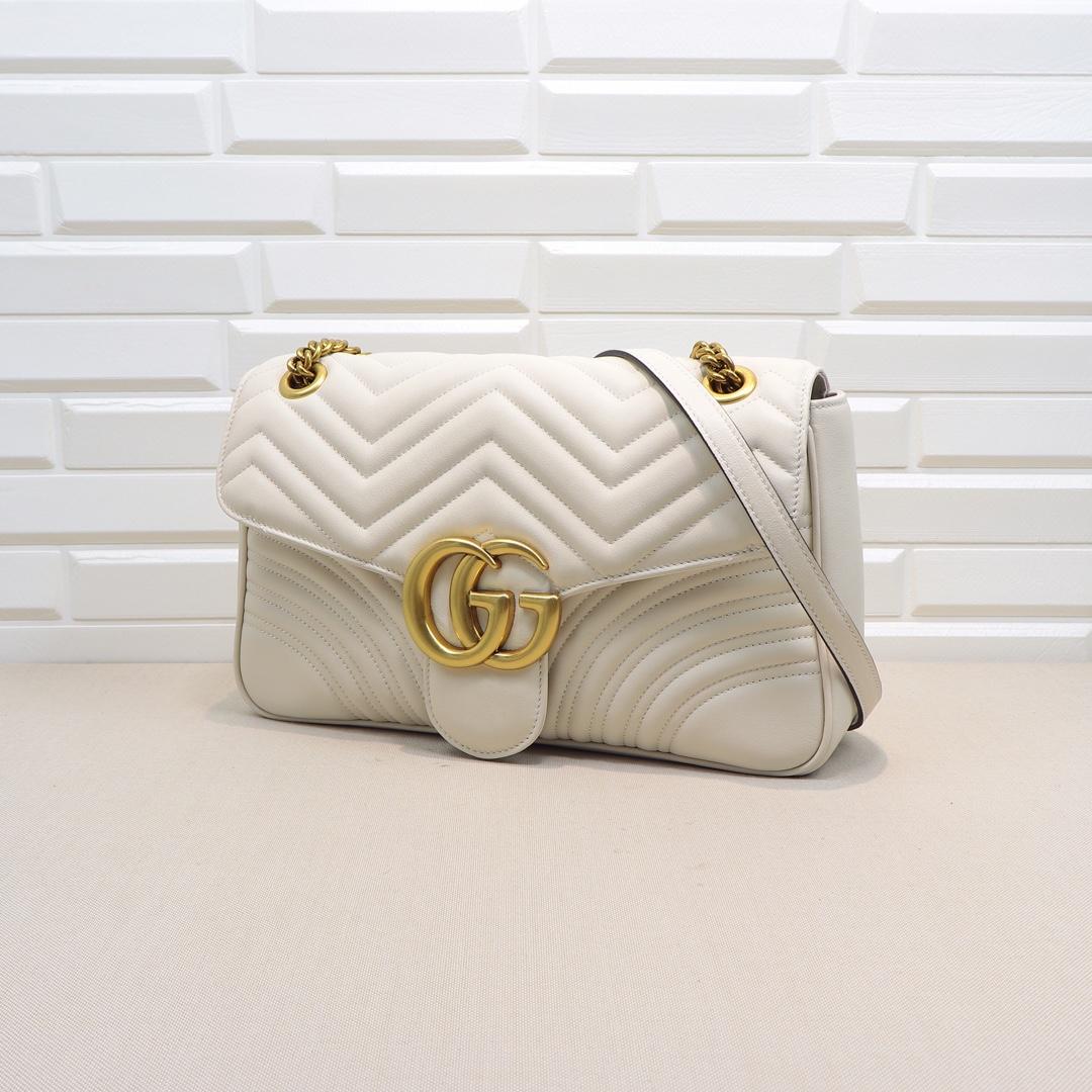 Double-G GG Marmont Small Shoulder Bag in white leather - Bag - Gorchic - $101.99
