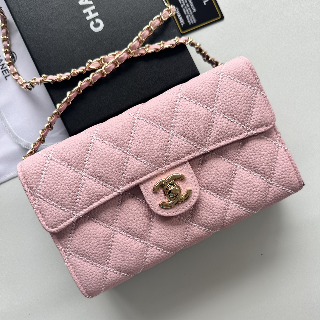CC Inspired Chain Shoulder Crossbody Small Bag - Pink Bag - Gorchic - $101.99