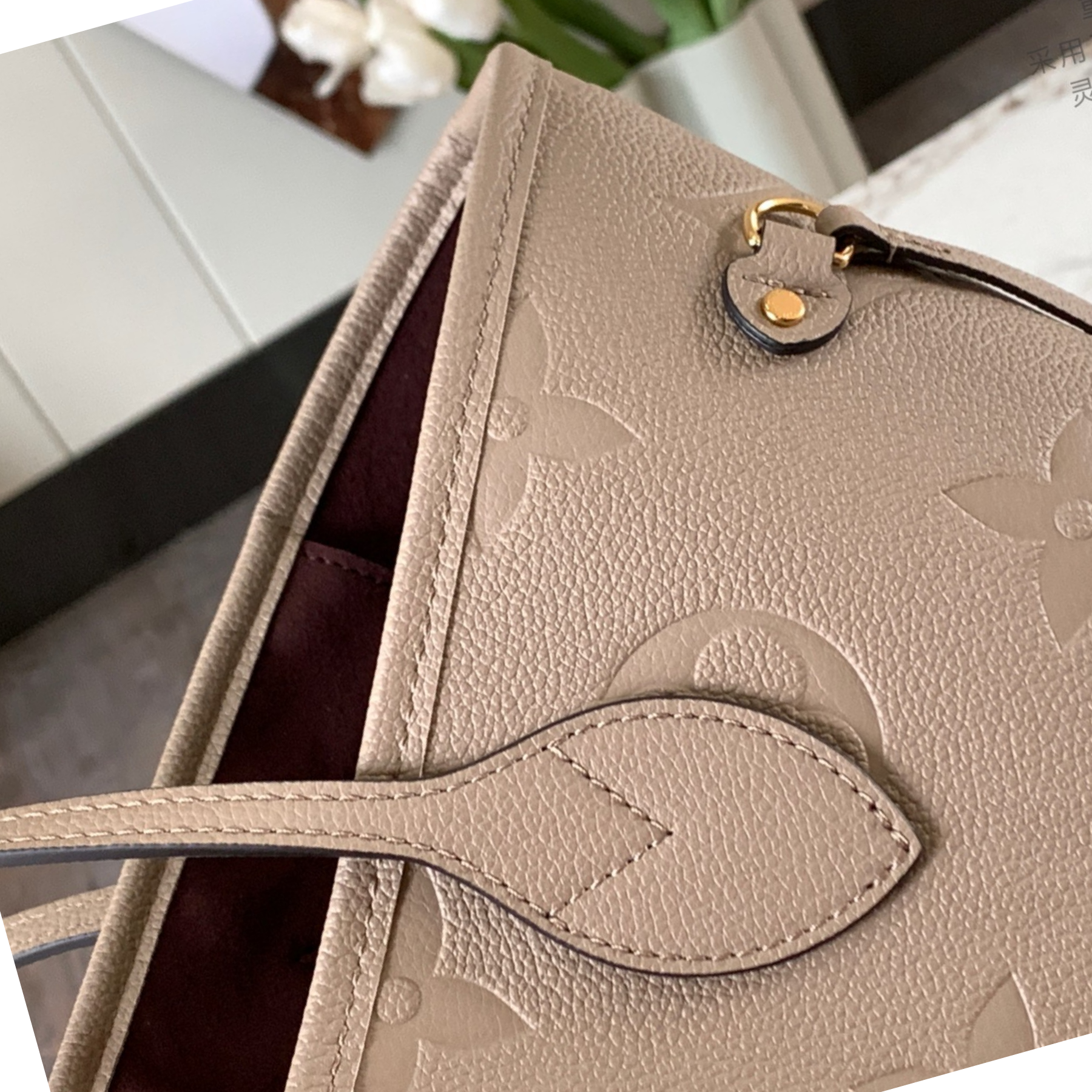 Designer Monogram Neverfull Elephant Gray Embossed Medium Handbag - Gorchic - $118.99