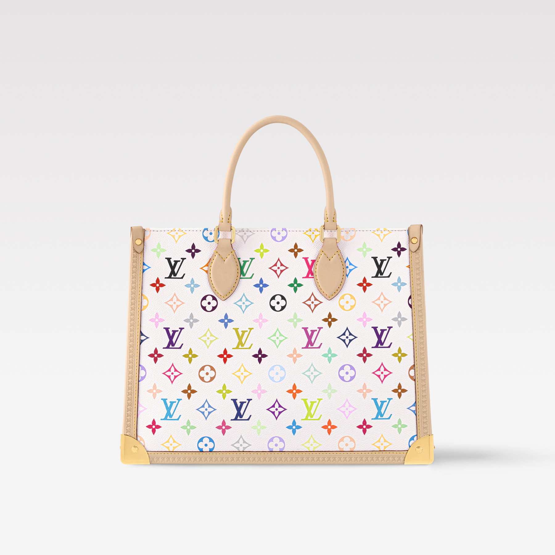 Designer Monogram x Murakami  x TM OnTheGo MM White Multicolored in Coated Canvas with Gold-toned Bag - Gorchic - $138.99