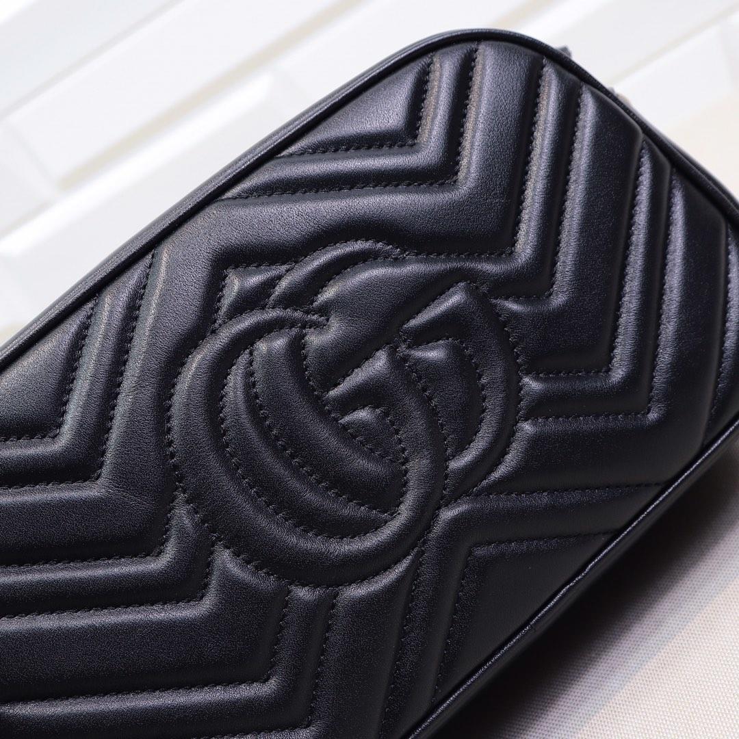 Double-G Calfskin Matelasse GG Marmont Chain Shoulder Bag Black - Bag - Gorchic - $117.99