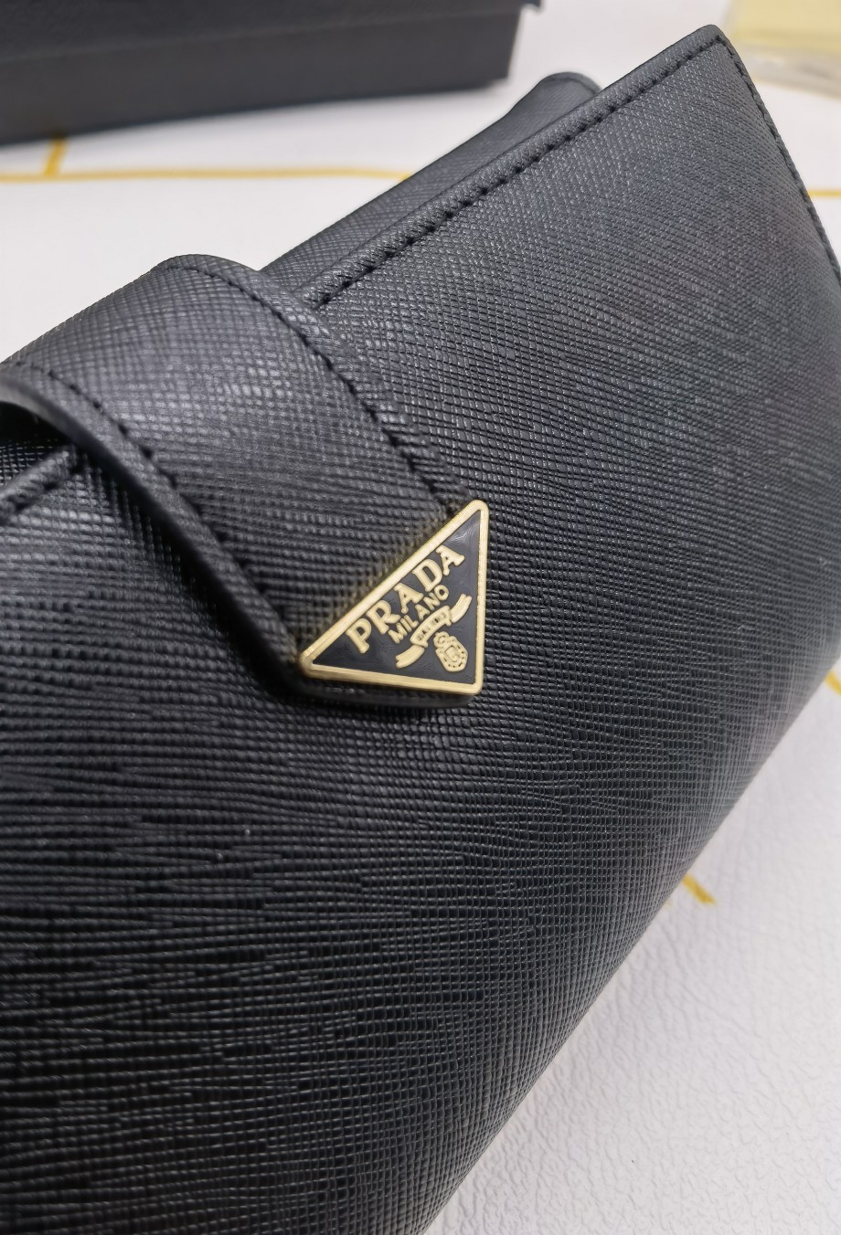 Saffiano texture Saffiano Leather Long Wallet- Black Wallet - Gorchic - $65.99