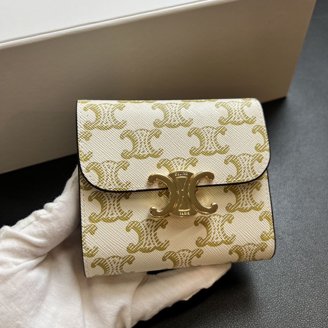 CL Arcadia Tri-Fold Black Leather Wallet- White Old Fashioned Wallet - Gorchic - $55.99