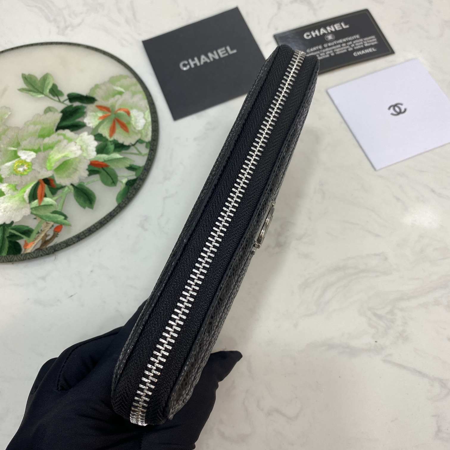 CC Inspired Caviar Chevron Quilted Wallet -Fishseed Pattern Sier Wallet - Gorchic - $52.99