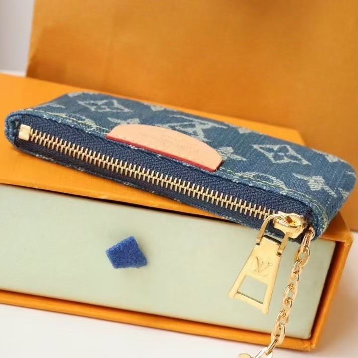 Designer Monogram  Denim Key Pouch - Gorchic - $78.99