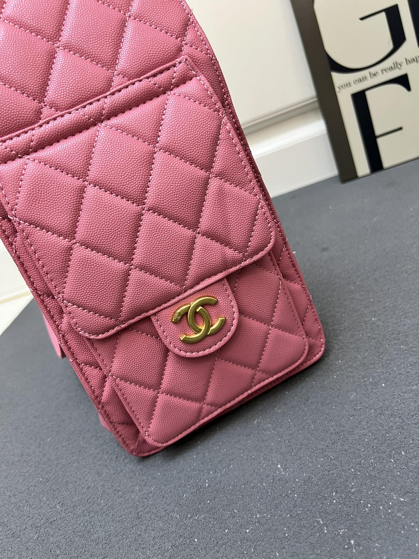 CC Inspired 25 Small Handbag Grained Calfskin & Gold-Tone Metal Light Pink - Bag - Gorchic - $152.99